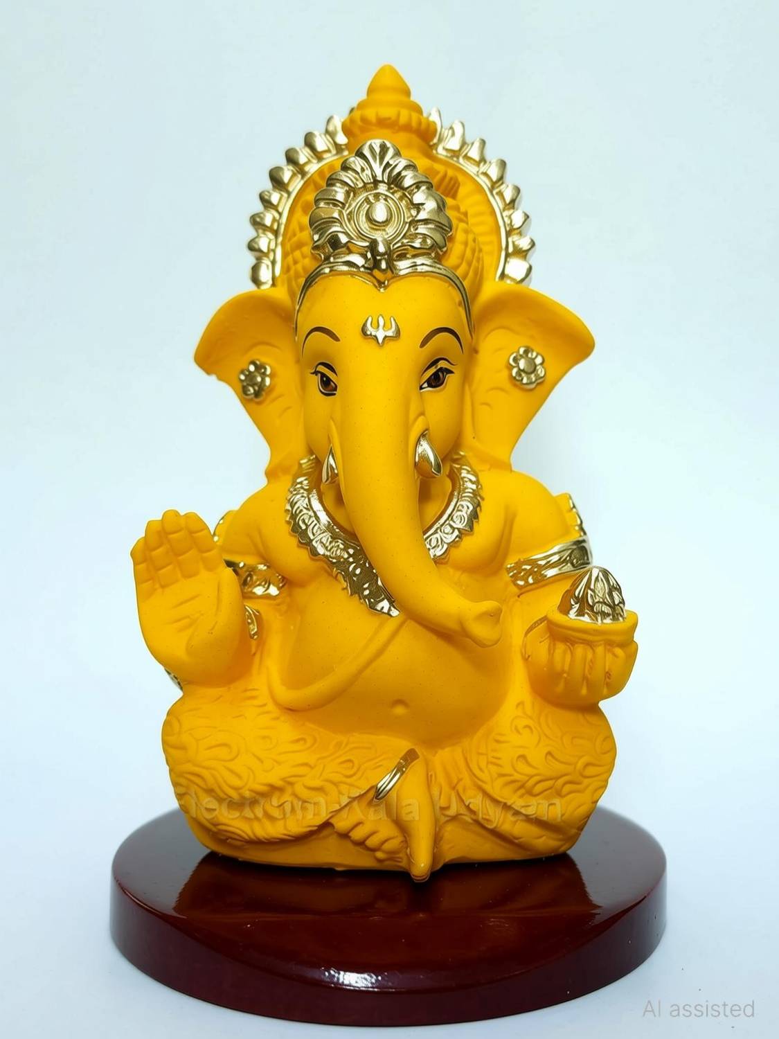 SSCollection Mango terracotta Finish Ganesha for Car Dashboard Decorative Showpiece - 5 cm