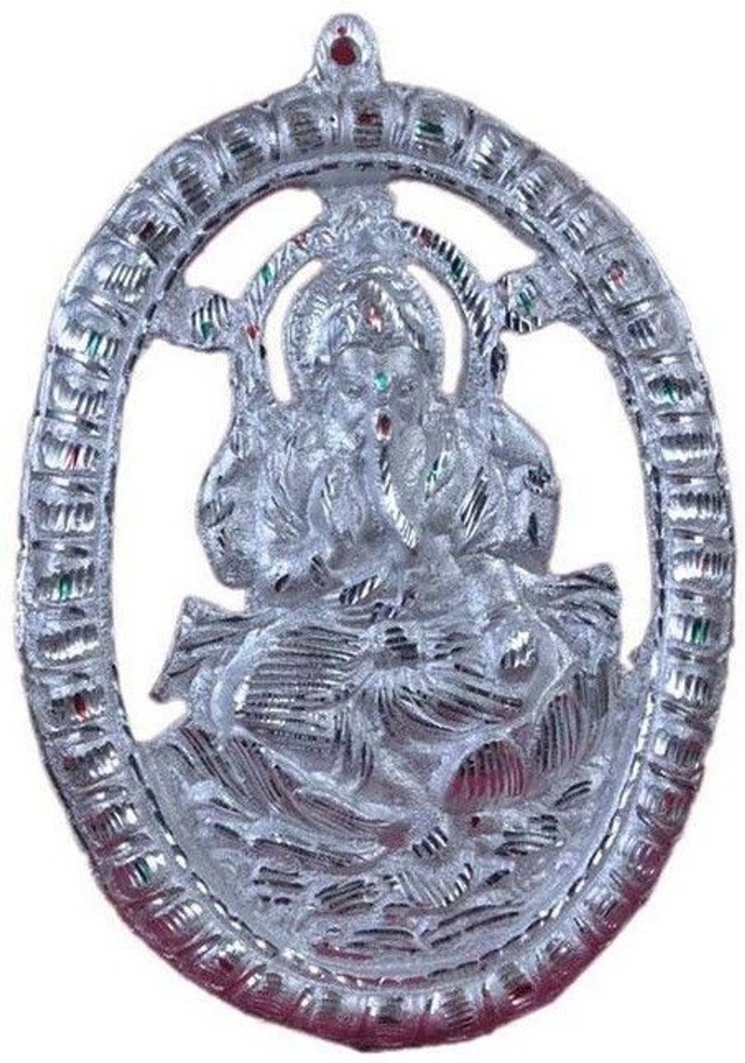Shoppingrox Wall Hanging Fancy Silver Ganesh Idol in White Metal Decorative Showpiece - 31 cm