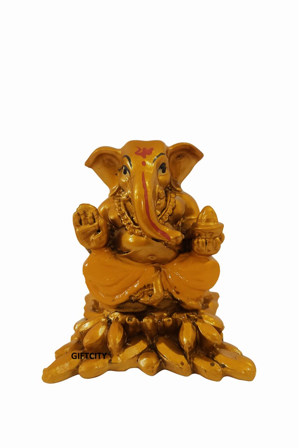 GIFTCITY Small Gold Ganesh Idol for Car Dashboard | Golden Lord Ganesha Statue Decorative Showpiece  -  6.5 cm