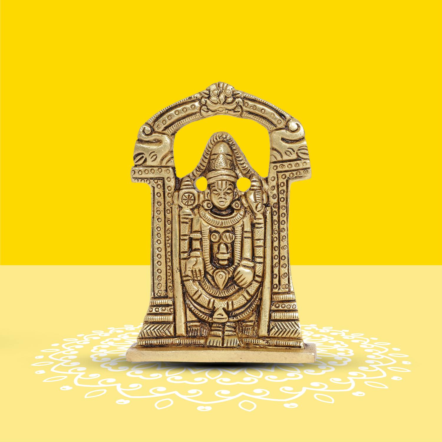 10club Lord Balaji Idol - 1Pc 100% Pure Brass Venkateswara Balaji for Desk, Car & Home Decorative Showpiece - 9.75 cm