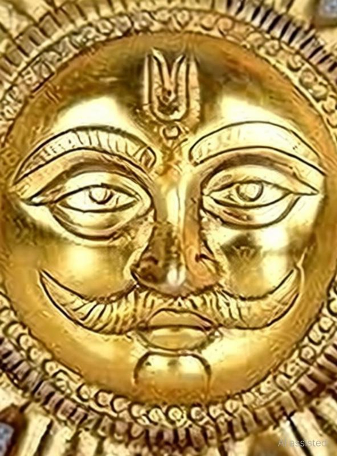 Image of tbl THEBRANDLO Surya Dev Metal Wall Hanging Sun Face Statue Puja Vastu Figurine Decorative Showpiece - 20 cm
