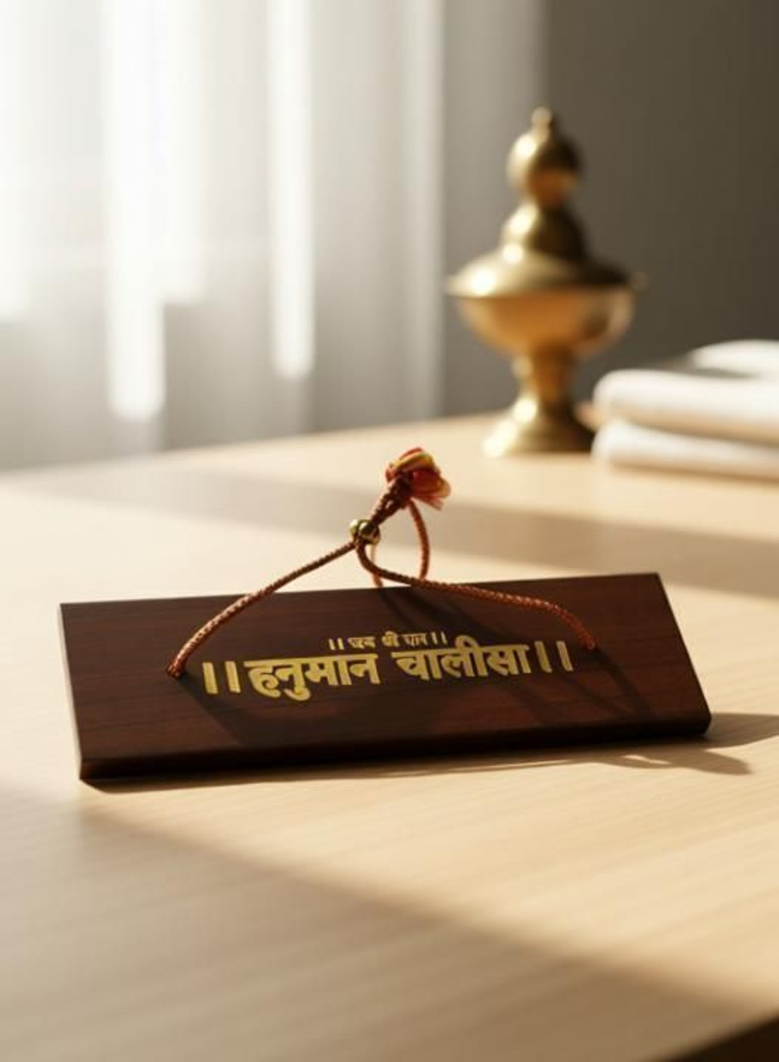 Image of DVM Hanuman chalisa Wooden Showpiece Pocket Hanuman Chalisa Decorative A01 Decorative Showpiece - 4.75 cm