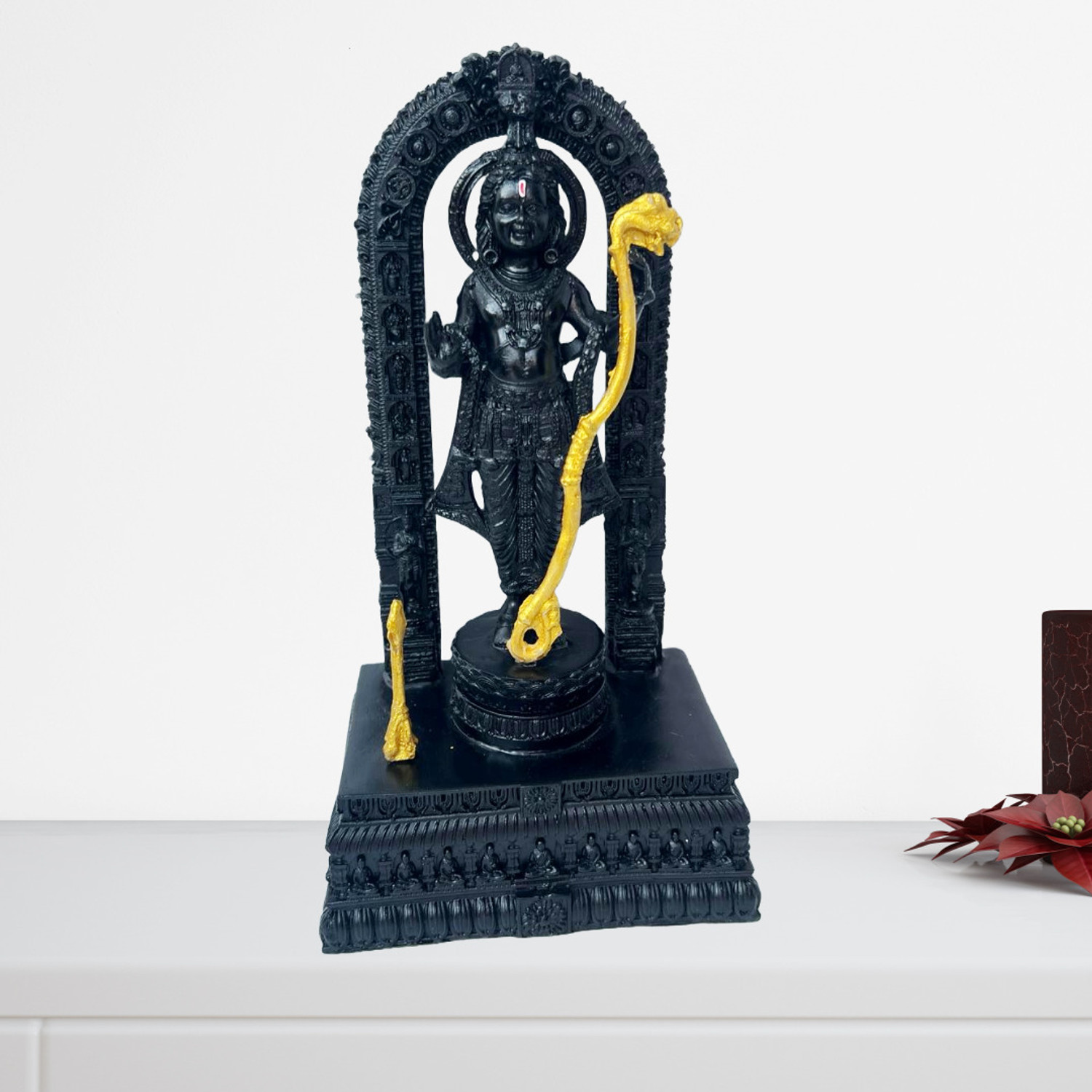 Image of Aradh Shree Ram Murti in Ayodhya Mandir Ramlalla Statue Idol for Puja Ghar Office Gift Decorative Showpiece - 15 cm
