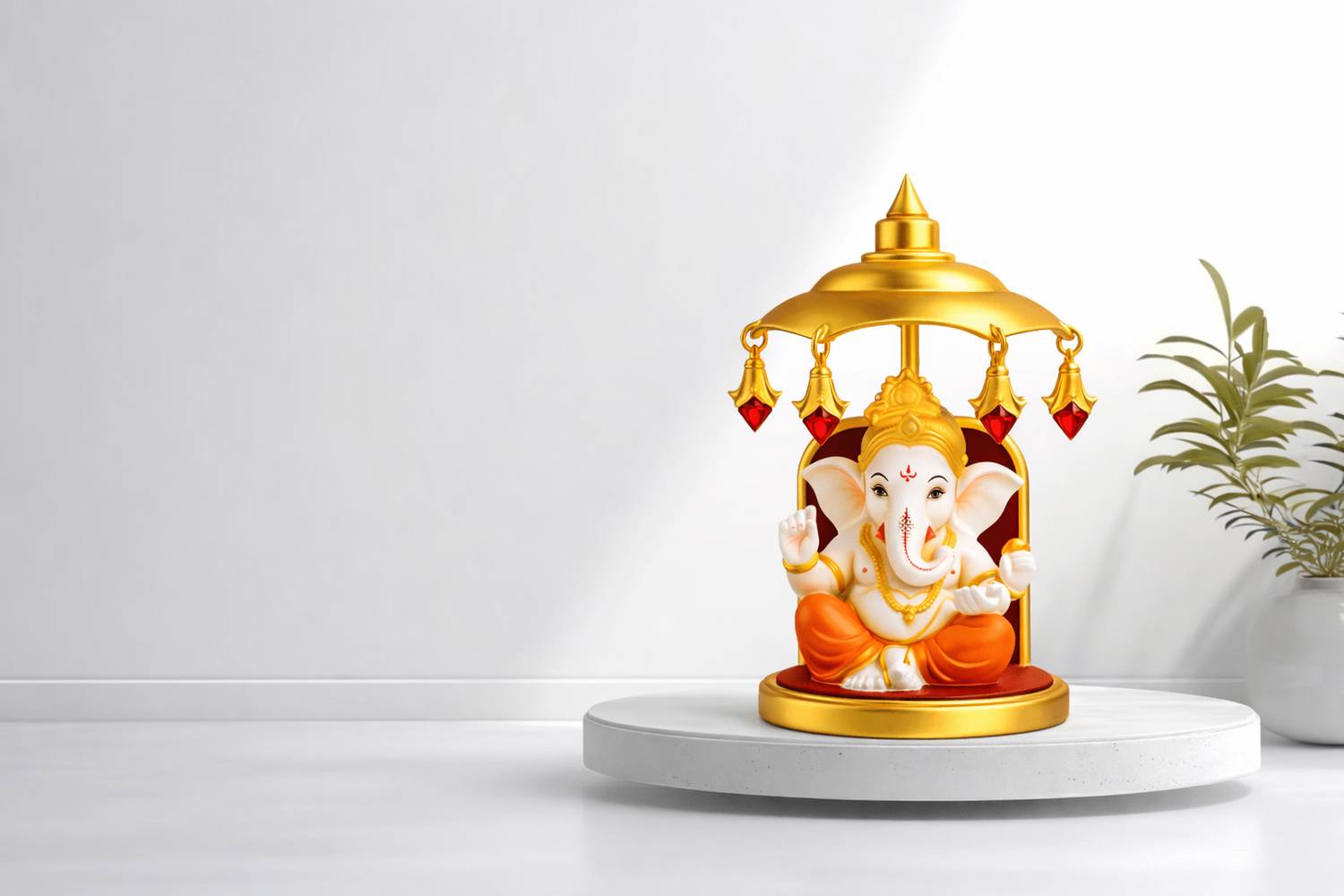 Giltezara Ganpati Bappa Car Dashboard Idol | Decorative Ganesh Murti for Home Temple, Decorative Showpiece - 15 cm