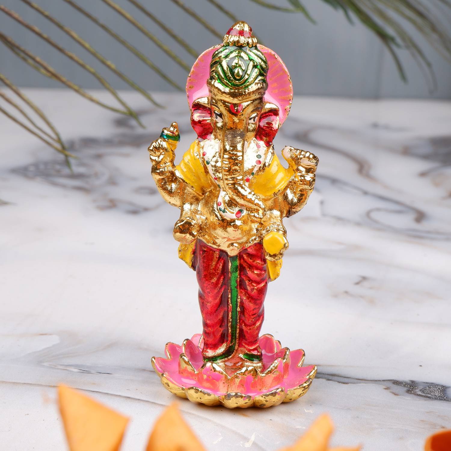 Jagyash Lord Ganesha Statue 9 cm Religious Idol & Figurine Metal Multicolor Decorative Showpiece - 9 cm