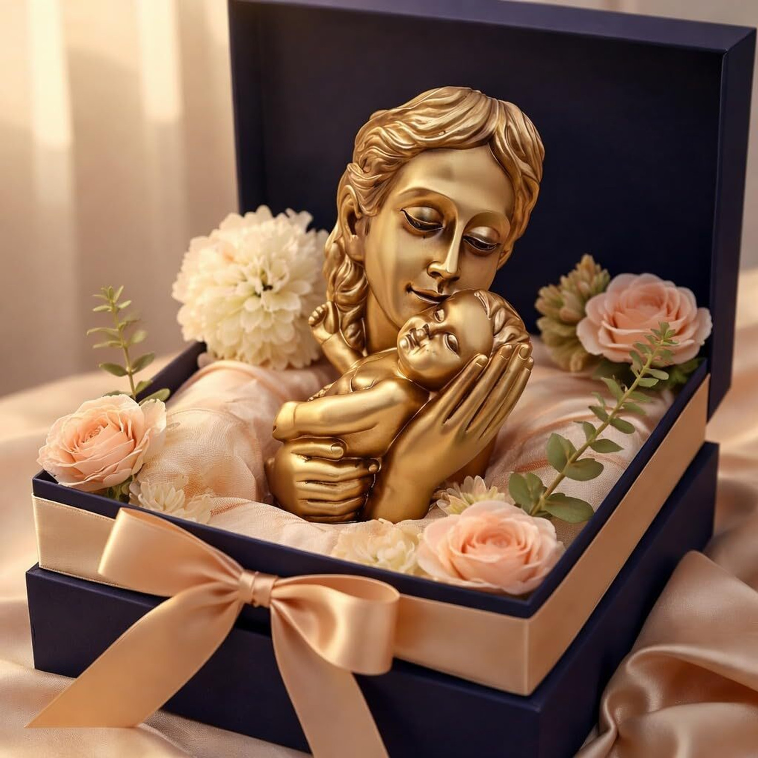 Image of Mind Circus Mother & Baby Love Statue Showpiece | Mother Holding Decorative Showpiece - 10 cm