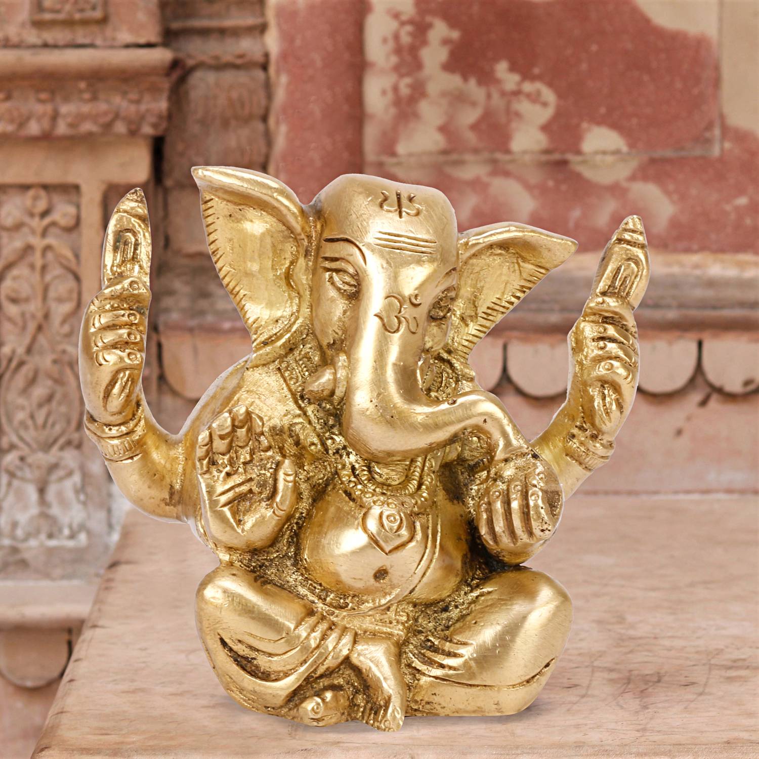 utsavicraft Divine Chaturbhuj Modak Lord Ganesha Statue Idol Decorative Showpiece - 8 cm