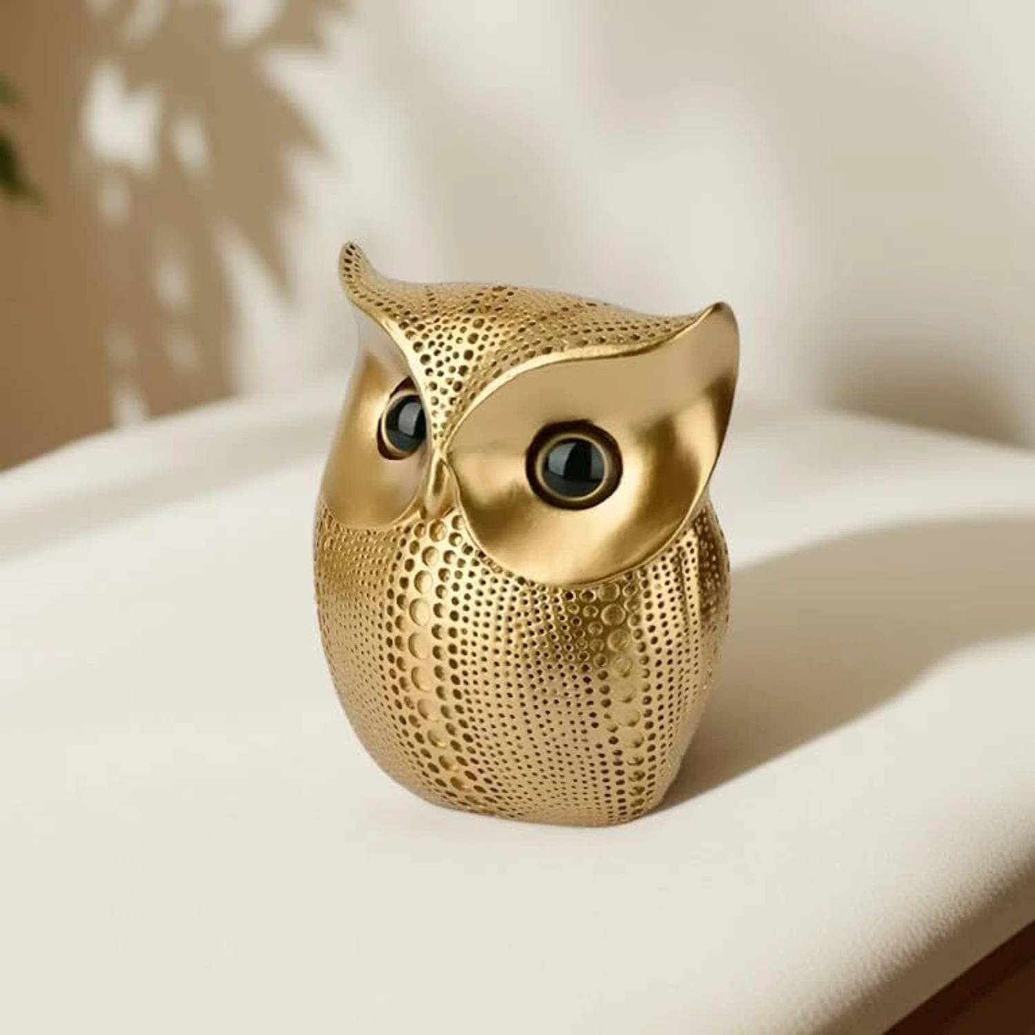 ArtofDot Lucky Owl Resin Art Idol Figure Golden Owl Art Figure for Good Luck Statue Decorative Showpiece  -  14 cm