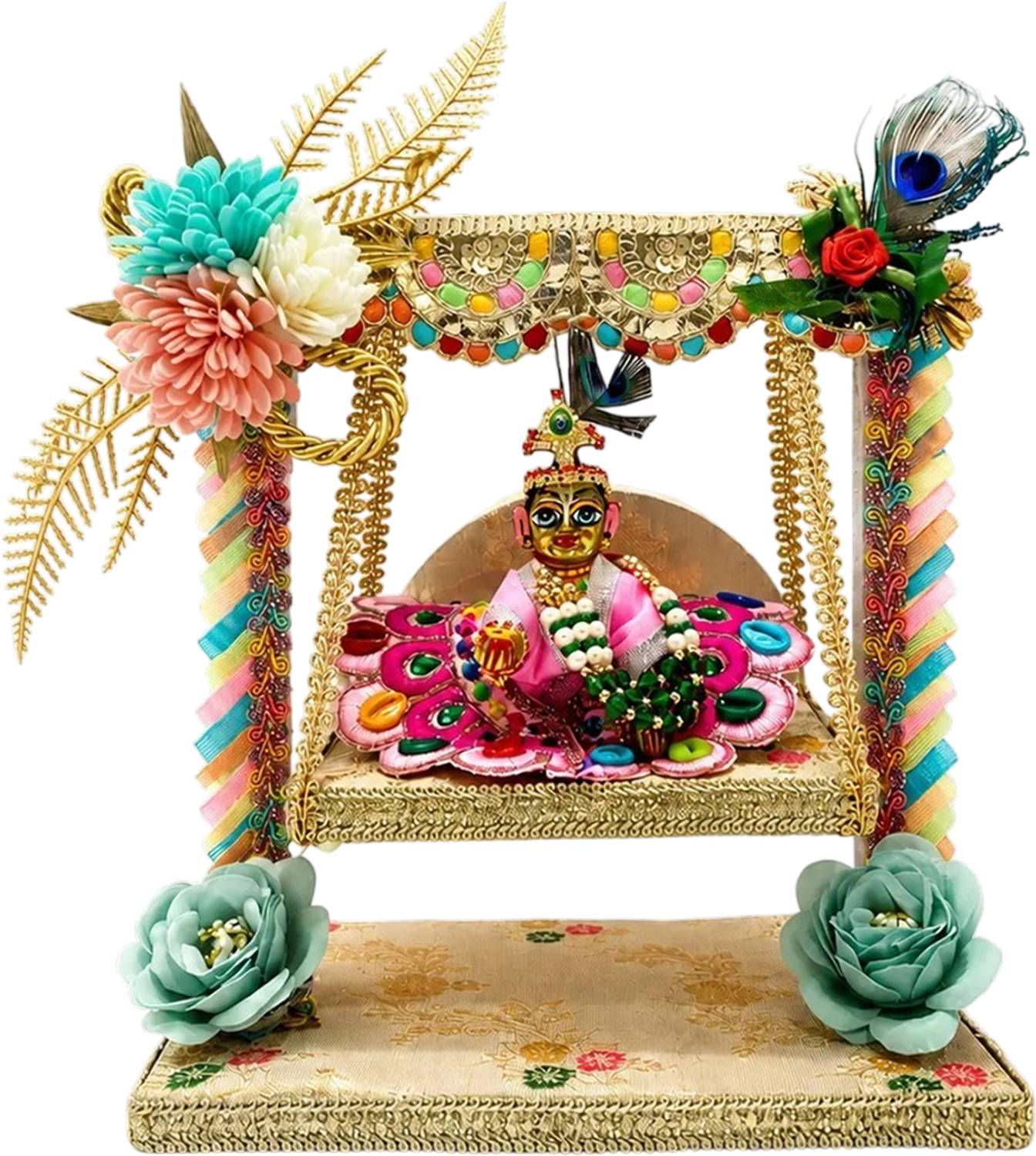 Mrinal Mangalam Laddu Gopal Ji with Decorative Jhulla | Size No. 3 Decorative Showpiece - 21 cm