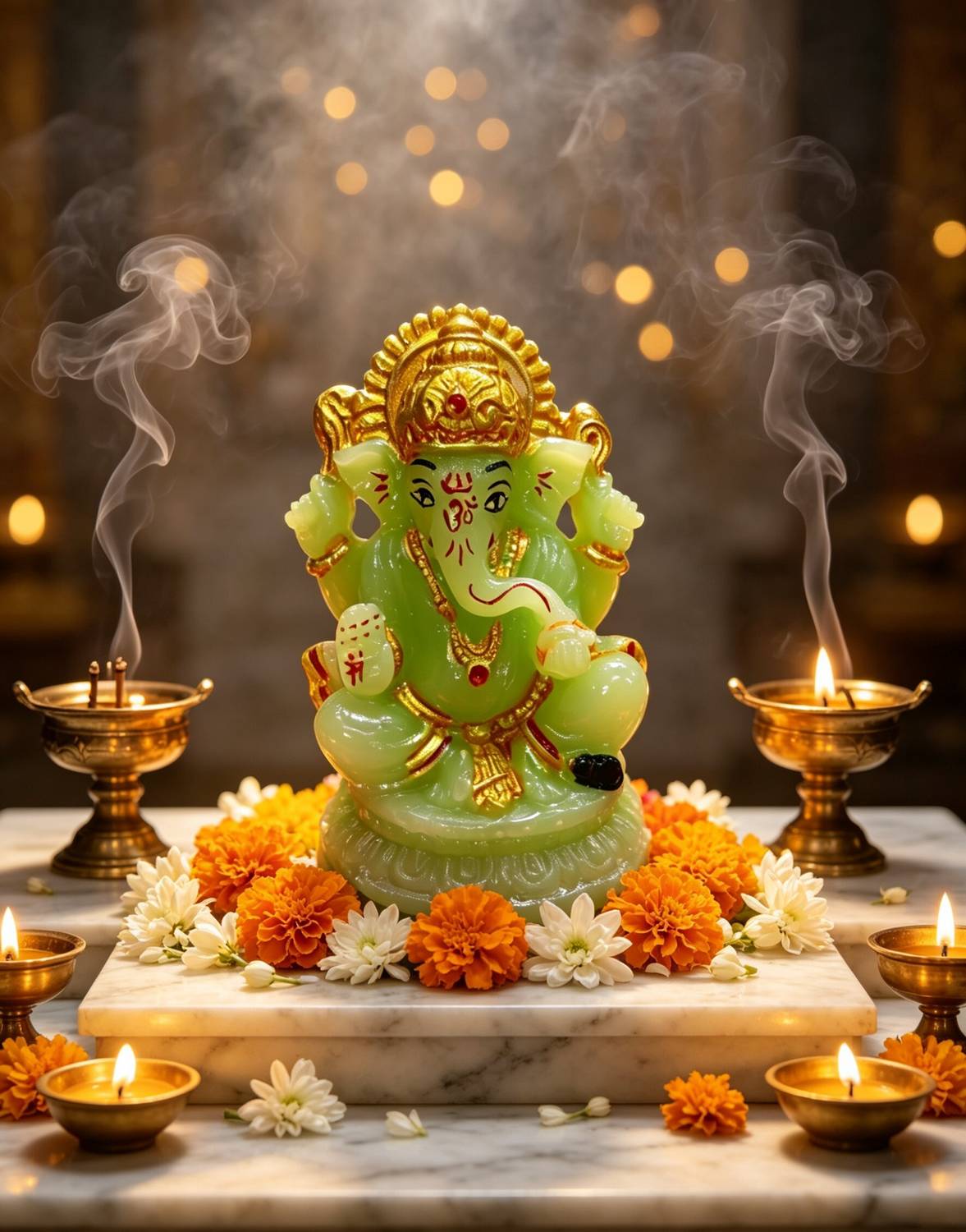 pearls bay Radium Ganesh Ji Idol for Car Dashboard, Office & Pooja Room - 10.8 cm Decorative Showpiece - 9 cm