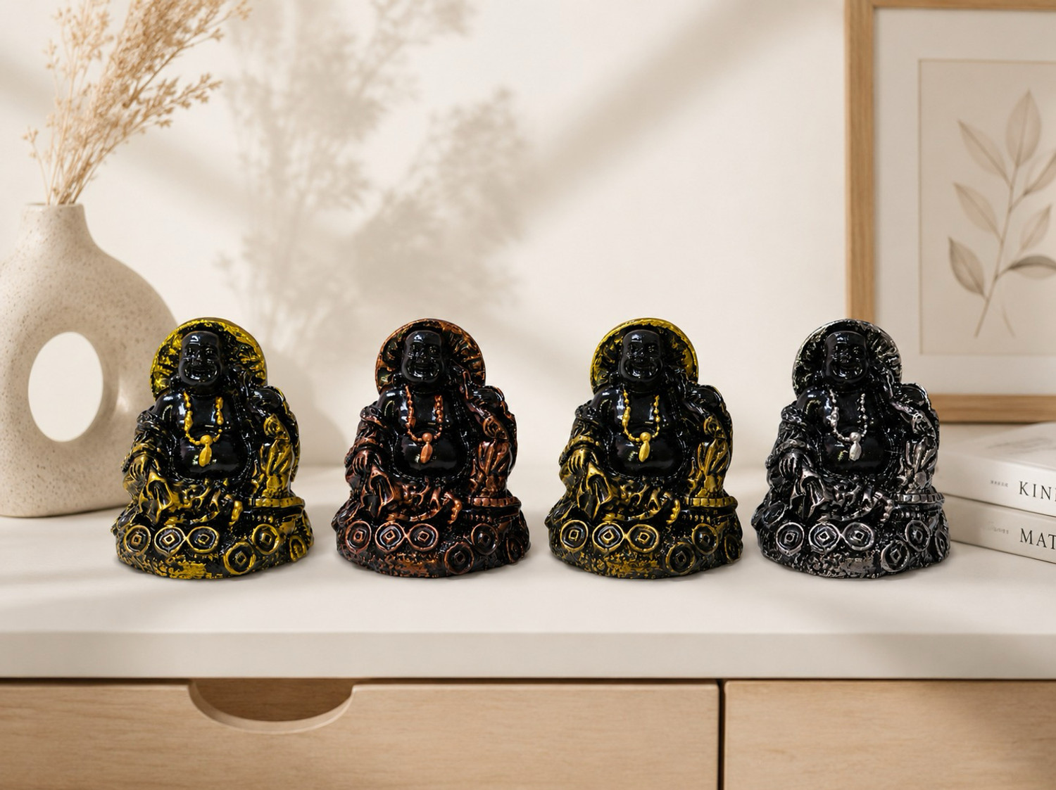 Image of Flaner Lucky Laughing Buddha Wealth & Prosperity Idol Decorative Showpiece - 7 cm