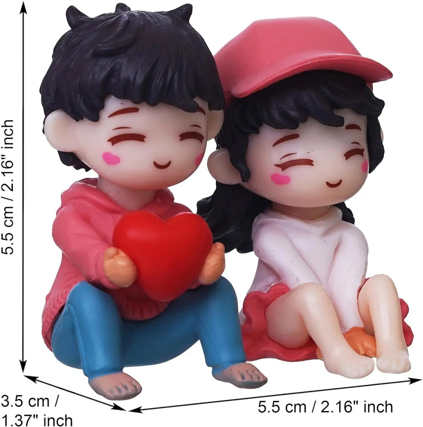 Image of SHIGOSHREE Couple Small Ornament Figurines| Home Living Room Cafe Bar Table Decor Decorative Showpiece - 5 cm