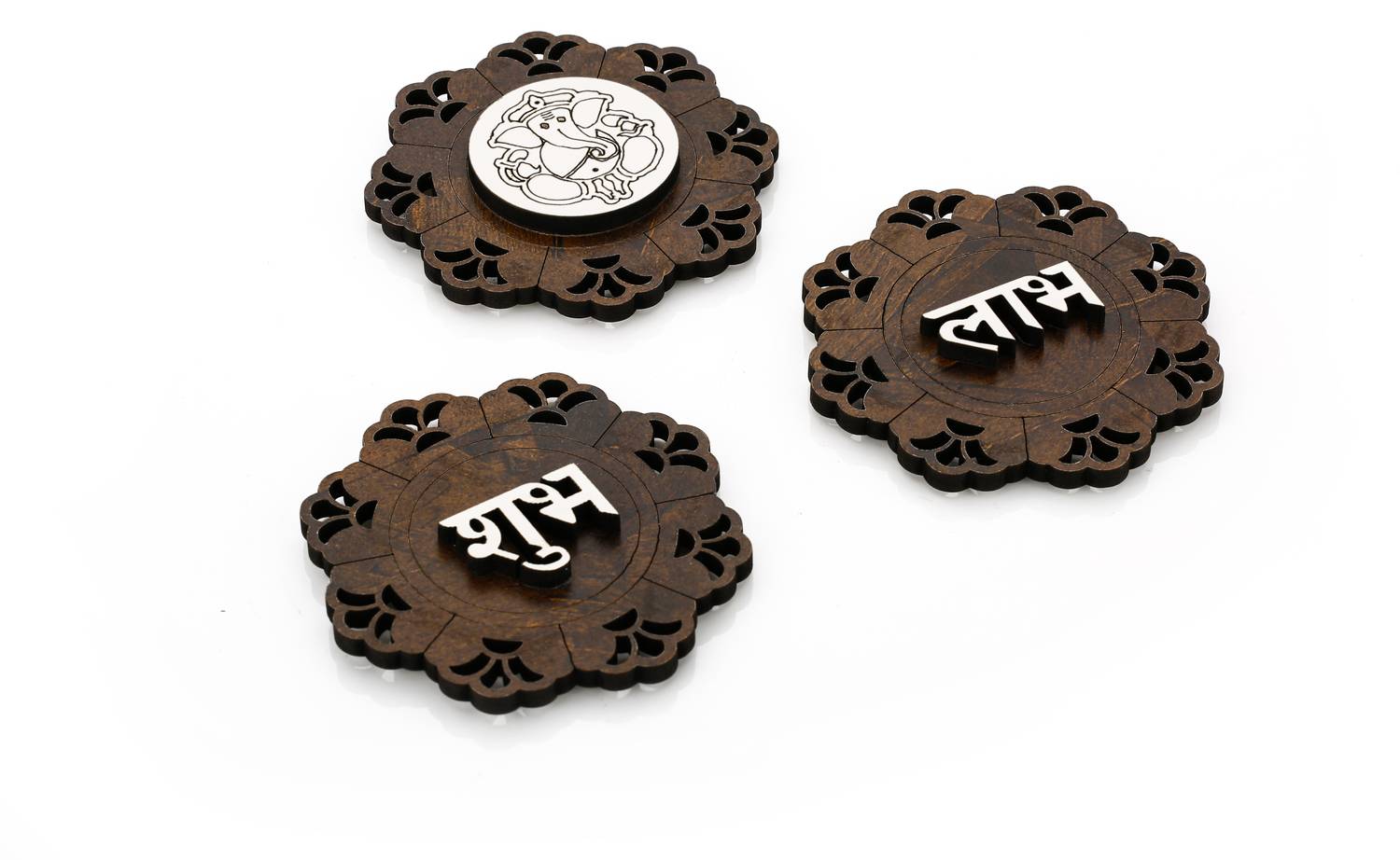 Flipkart SmartBuy Wooden Labh Shubh Engraved with Ganesh Door Sticker Decorative Showpiece - 8 cm