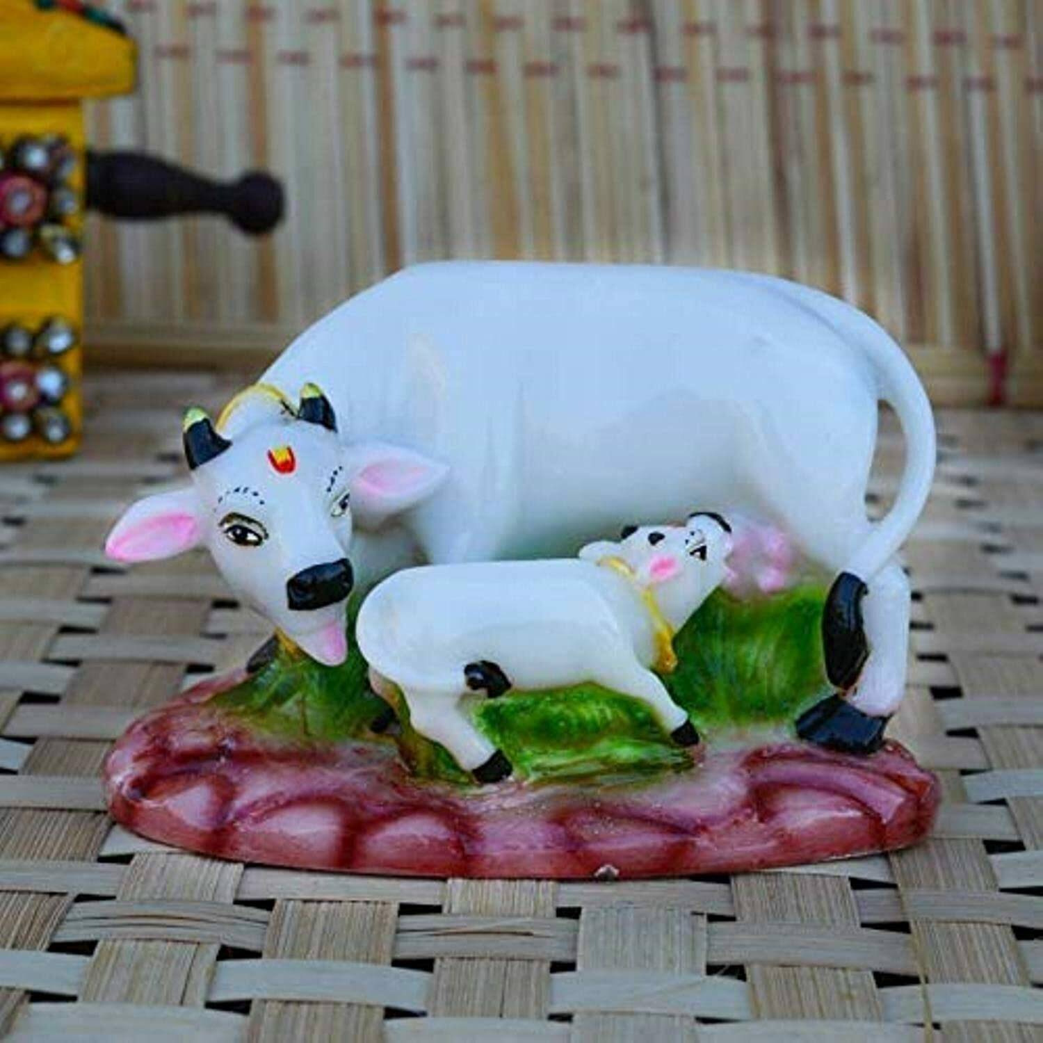 avenew Polyresin Cow and Calf kamdhenu cow idol handicraft and gift Decorative Showpiece  -  7.62 cm