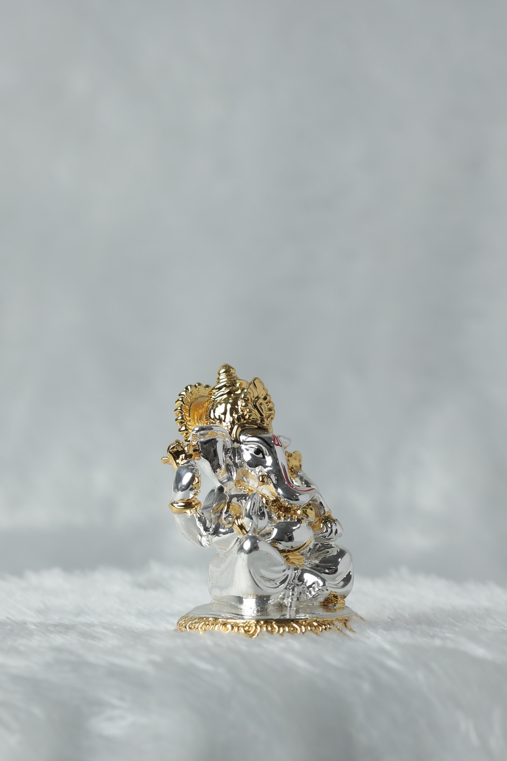 Image of Divya Collection Gold and Silver plated Lord Ganpati Decorative Showpiece - 8 cm (Gold Plated, Silver Plated, Gold, Silver)