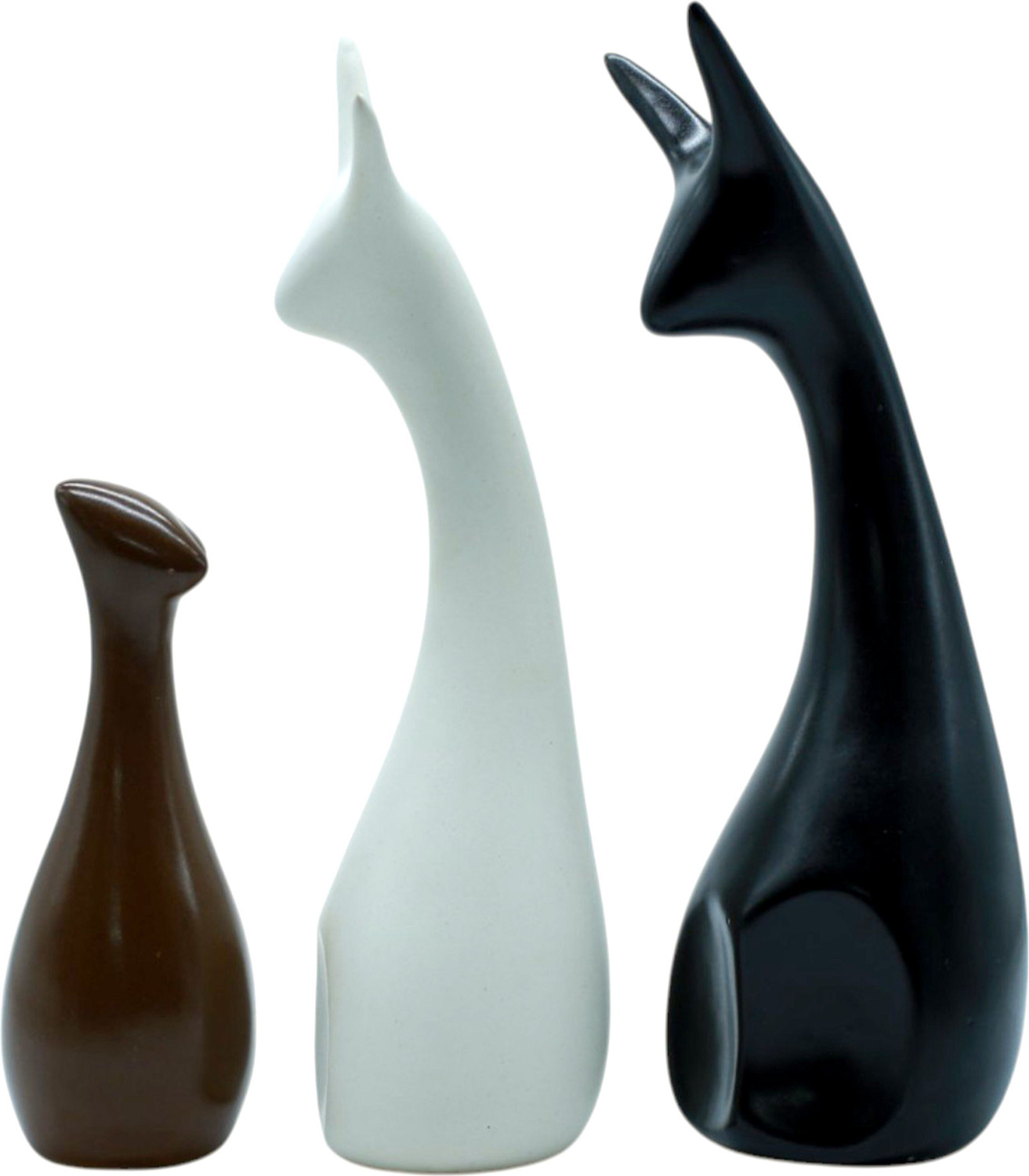 Image of aabco Ceramic Deer Set of 3 Brown Black White Showpiece for Table Shelf Home Decor Decorative Showpiece - 12 cm