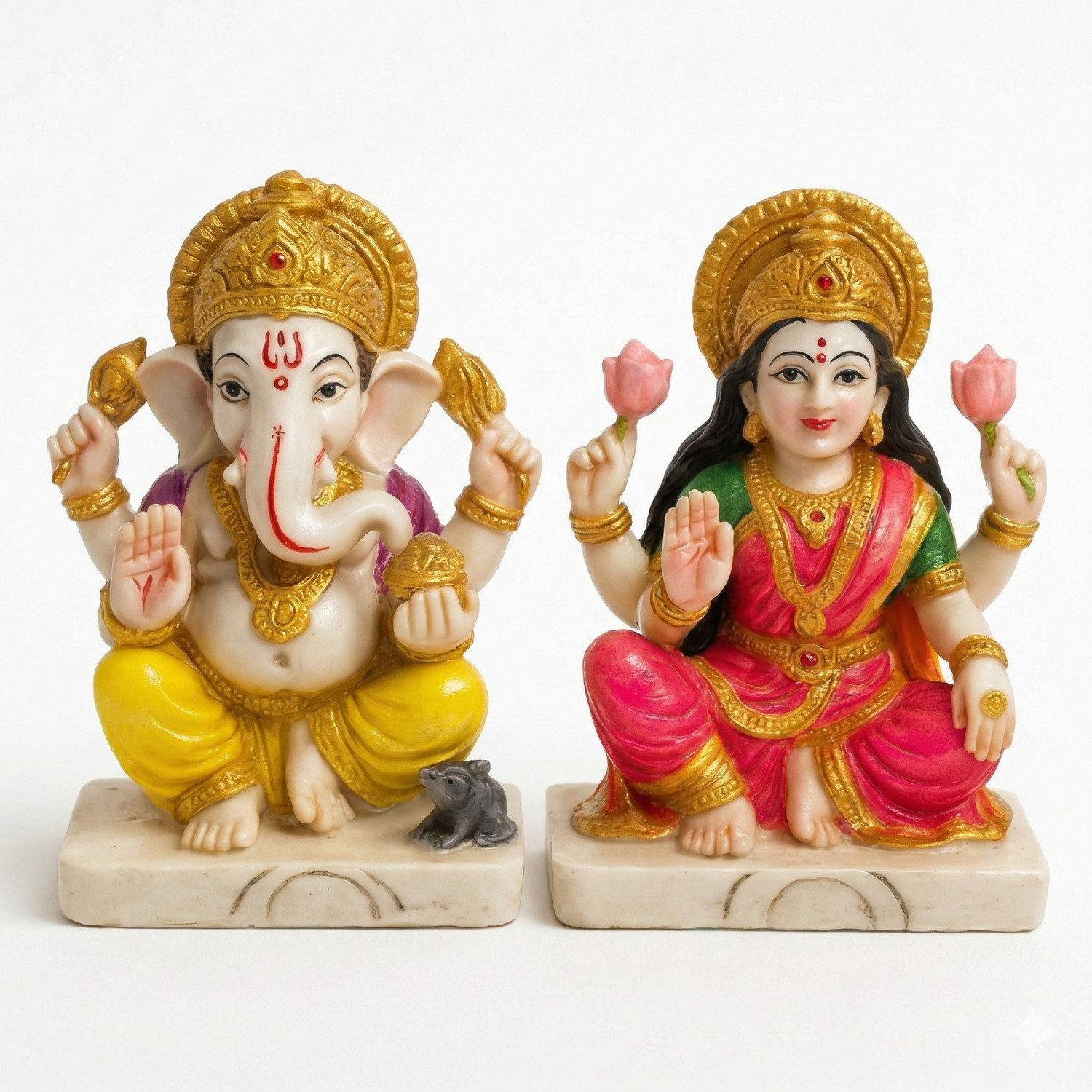 Image of WearrCraftJPR Laxmi Ganesh Ji Idol Symbol of Wealth, Wisdom, Prosperity & Divine Blessings Decorative Showpiece - 10 cm