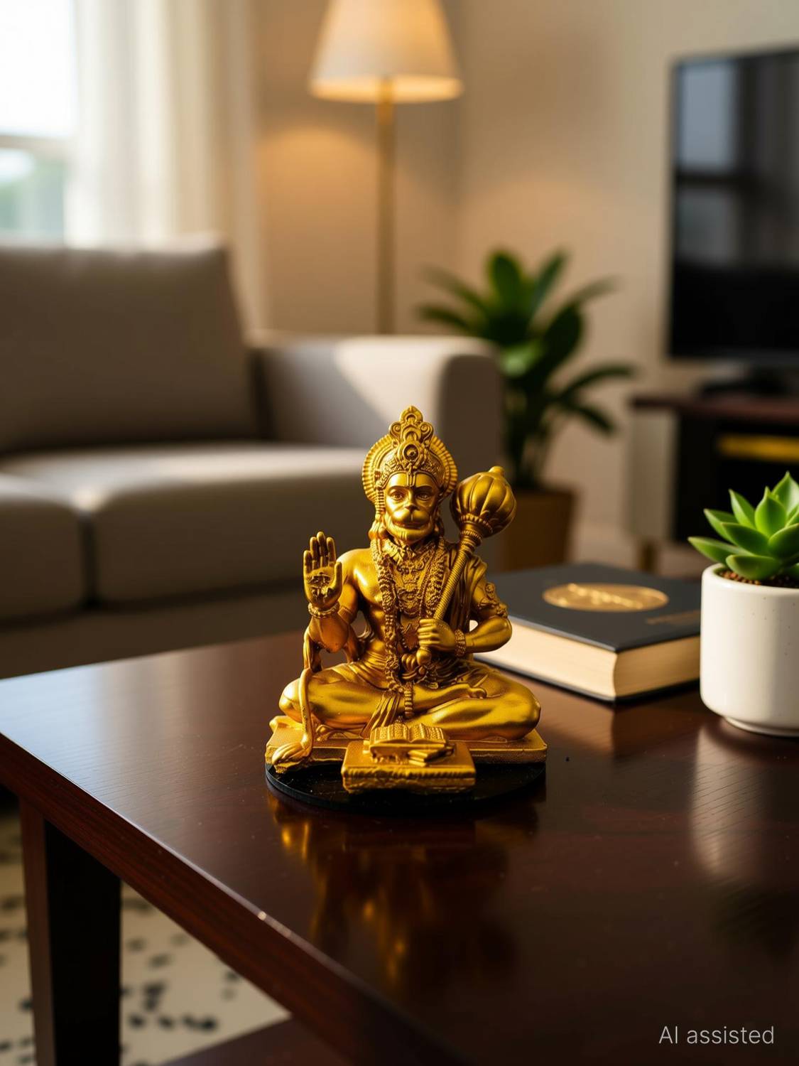 Adordecor Meditating Hanuman Idol for Car Dashboard - Invoke Peace and Devotion Decorative Showpiece - 8 cm