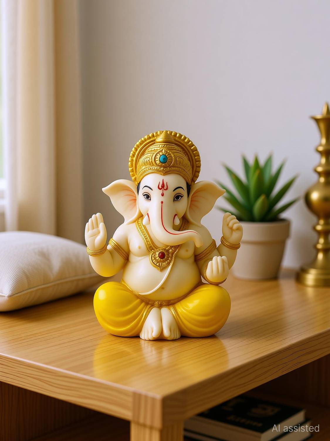 WEAR CRAFT TDM - Lord Ganesha Mini Ganesh Ji Decorative Showpiece  -  7 cm
