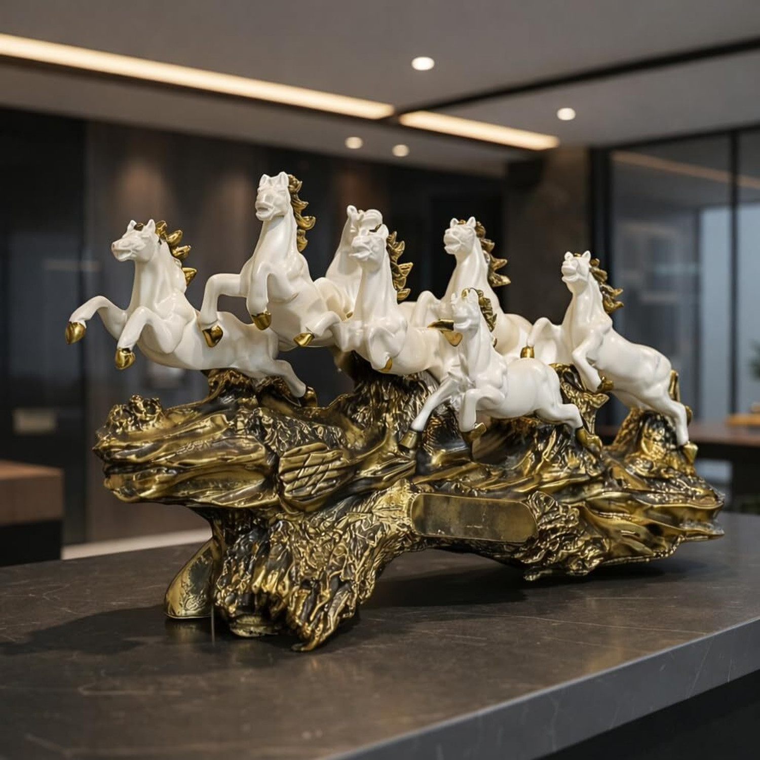 Image of Rudransh Creations 7 Running Horse Statue for Living Room Decorative Showpiece - 25 cm