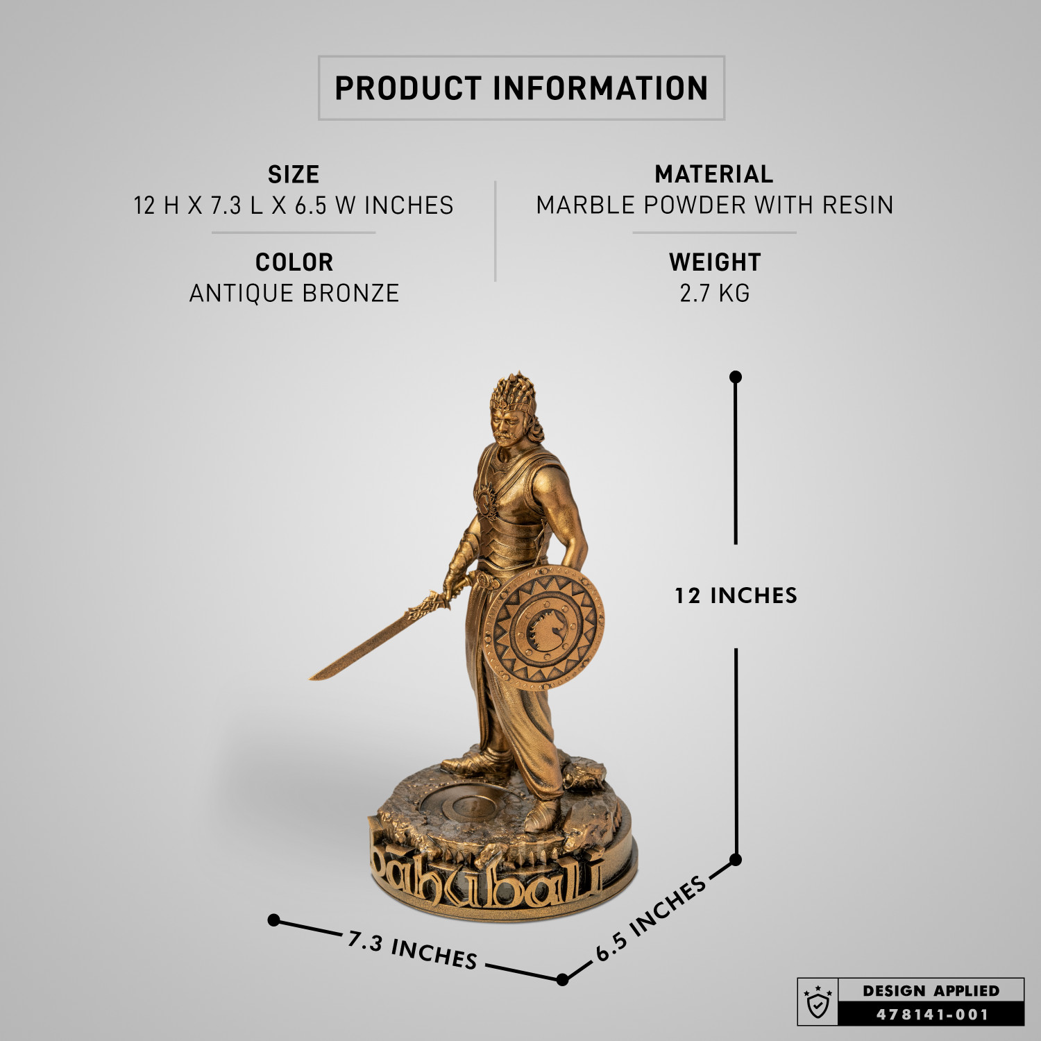 Image of SILAII Baahubali The Epic Official Movie Merchandise | 12 Inch Antique Bronze | Decorative Showpiece - 30.48 cm