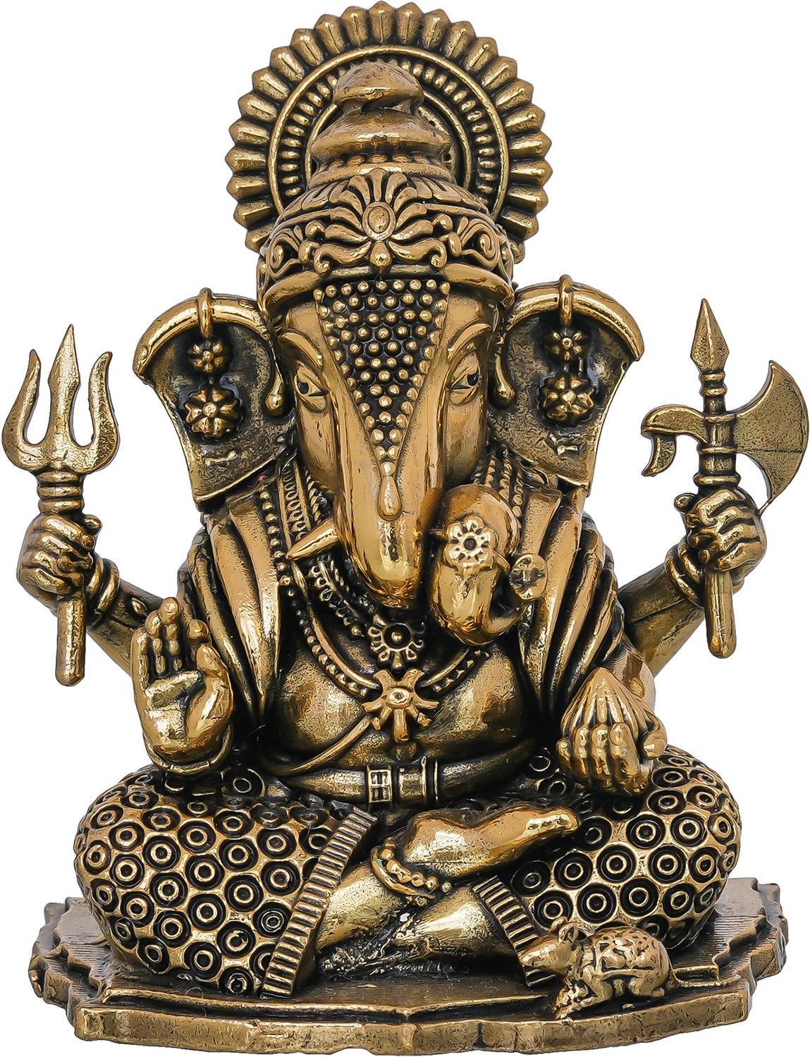 THOLIYA ARTS Dagdu Seth Ganesh Ji Murti Ganesha Idol for Home Office Puja Car Ganpati Statue Decorative Showpiece - 5.08 cm