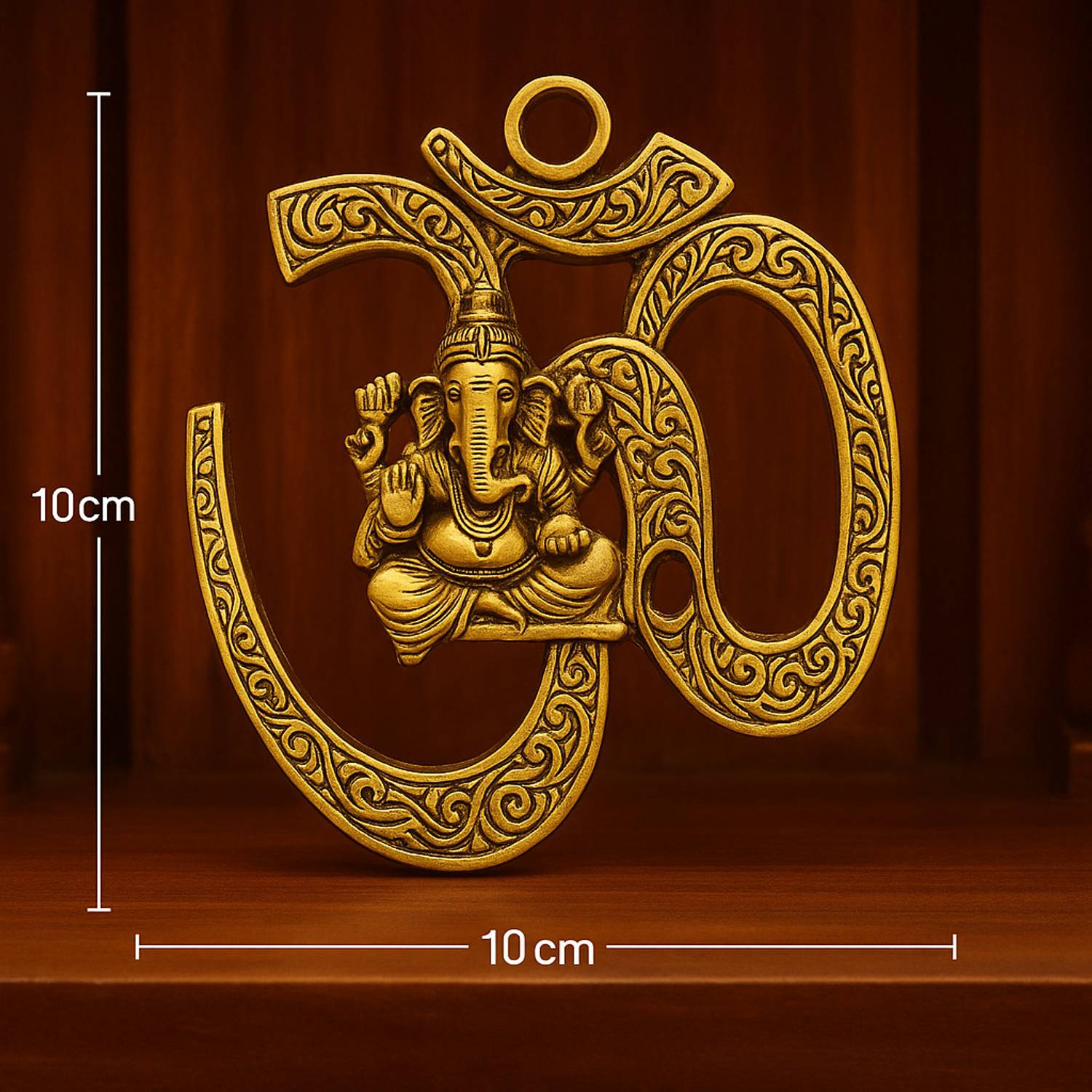 ArteVatika Wall Hanging OM Ganesh Decorative Showpiece for Success, Wealth Decorative Showpiece - 10 cm