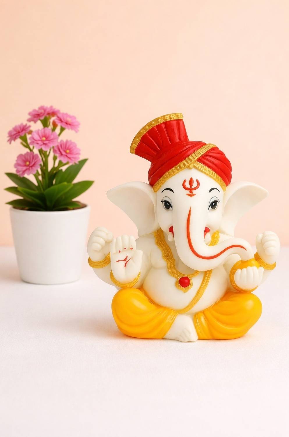 SHREESAWARIYA Ganesha Car Dashboard Idol, Small Ganpati Bappa Statue Gift Decorative Showpiece  -  6 cm