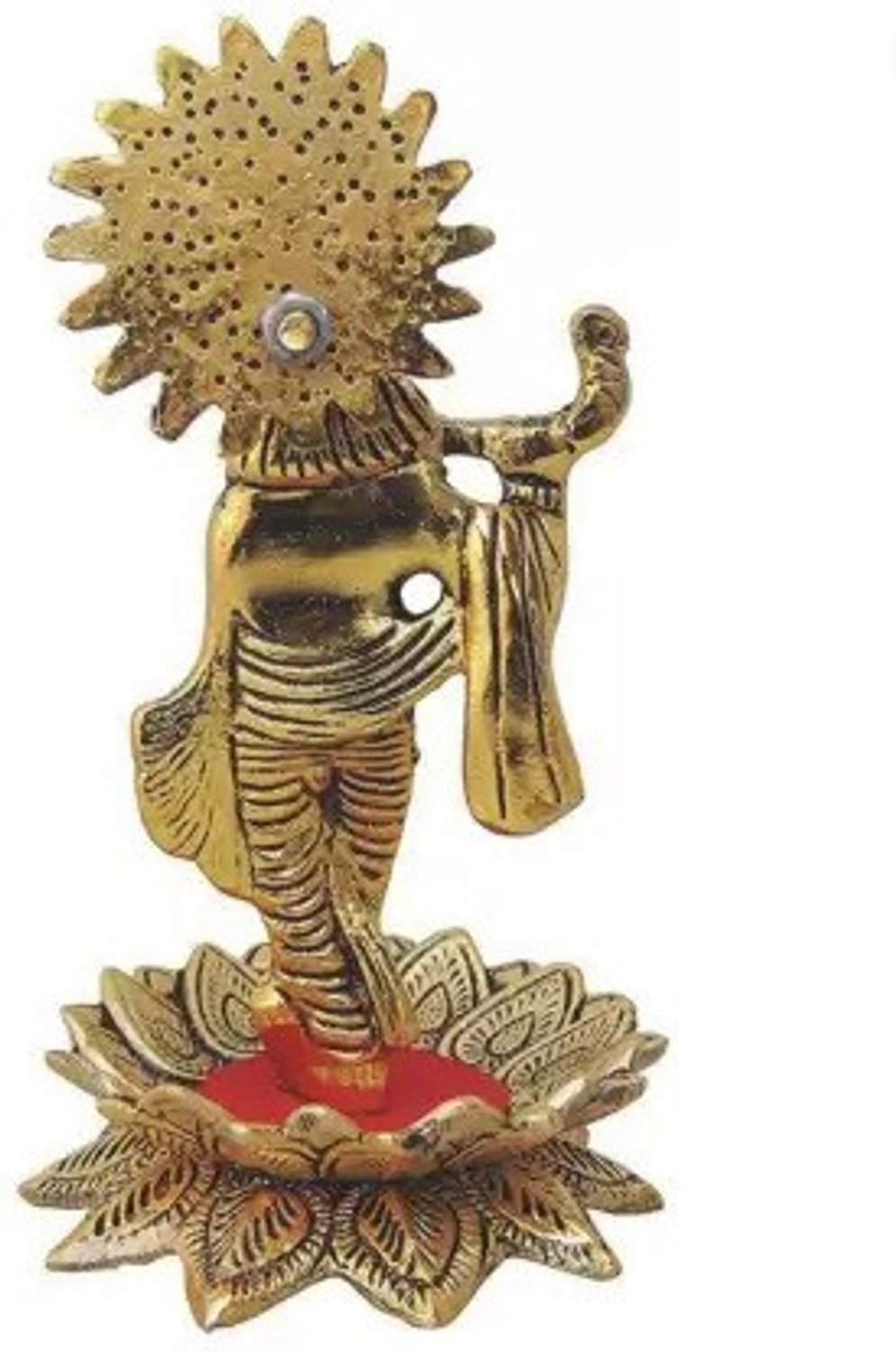 Image of Chandra Art Collection Lord Krishna Metal Statue, Krishna Murti Playing Flute Decorative Showpiece - 20 cm