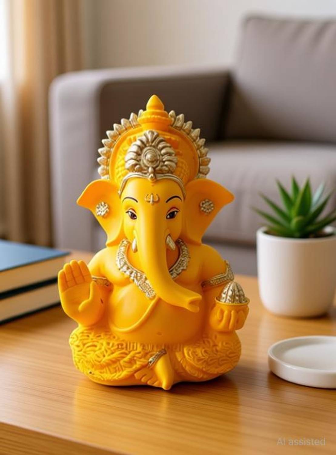 Tanvi creations Premium Quality Ganpati Statue/idol /murti for home/office/room/Car/gift Decorative Showpiece - 8 cm