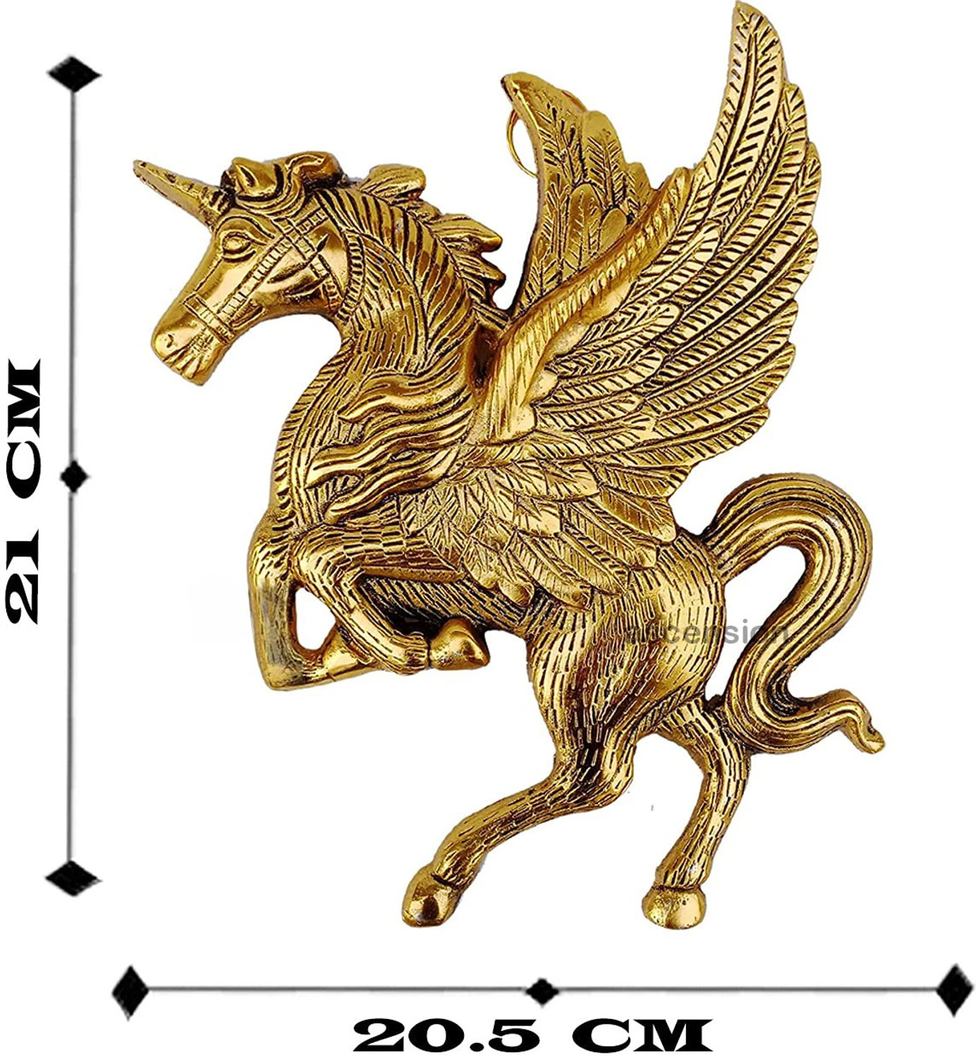 Image of Ascension Brass Wall Hanging Flying Angel Horse Statue Wall Decor Pegasus Animal Feng Shui Decorative Home Office Decor Showpiece Decorative Showpiece - 21 cm