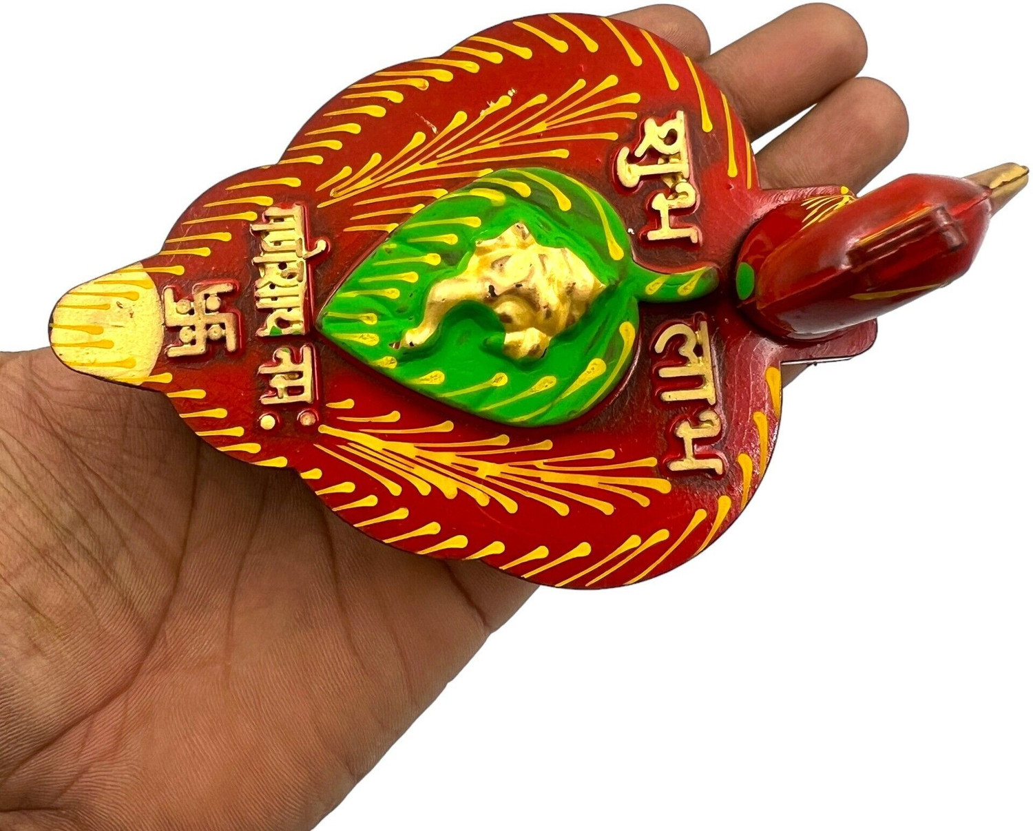 Image of lookart Peacock Shape Meenakari Work Kumkum Box Decorative Showpiece - 13 cm
