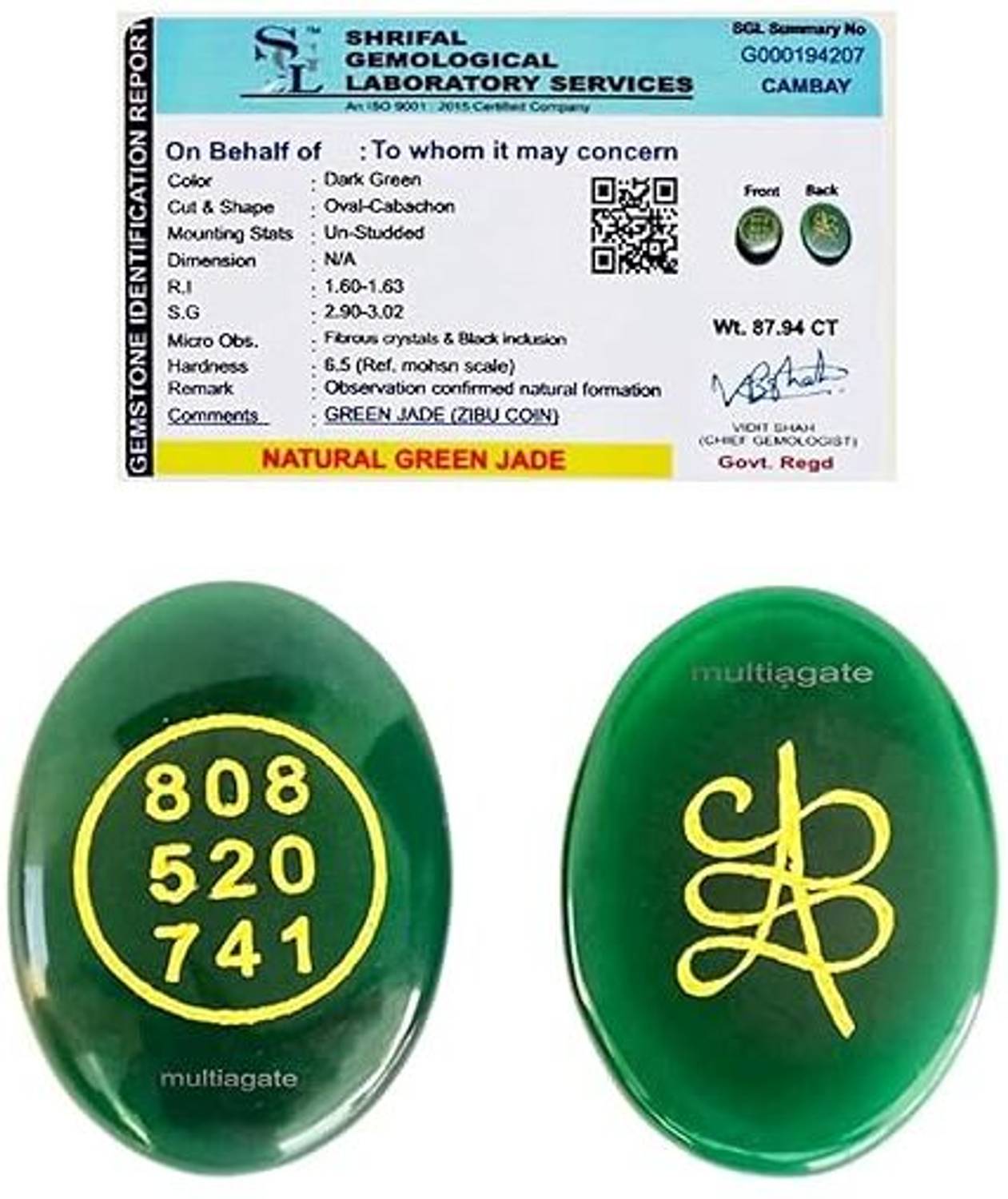 Agatesvibe Jade Zibu Symbol–Energized Healing Aventurine Crystal for Luck,Abundance Decorative Showpiece - 4 cm