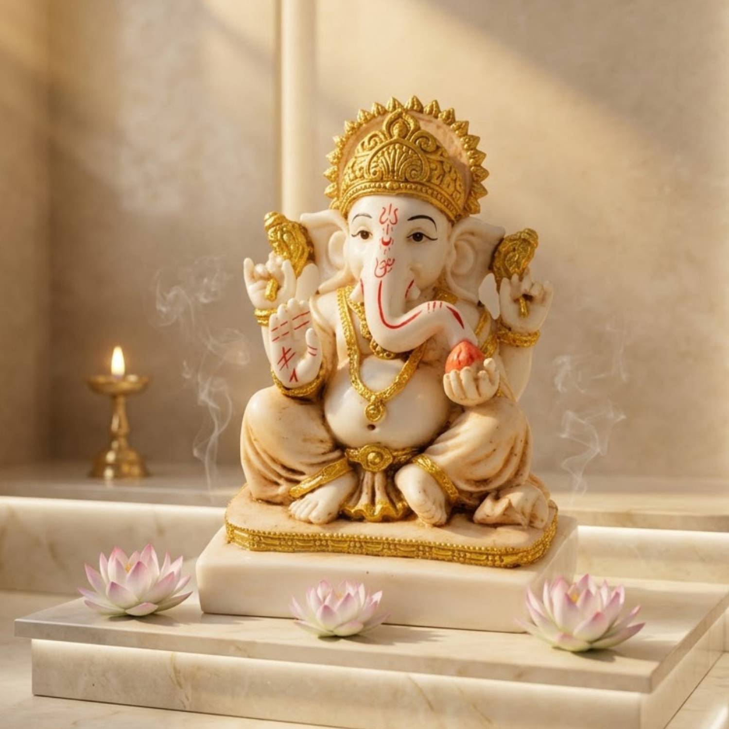 Astro Upaay (AU) Ganesh Ji Murti Idol for Home Temple Pooja Room Ganpati Chaturthi Decor Decorative Showpiece - 16 cm