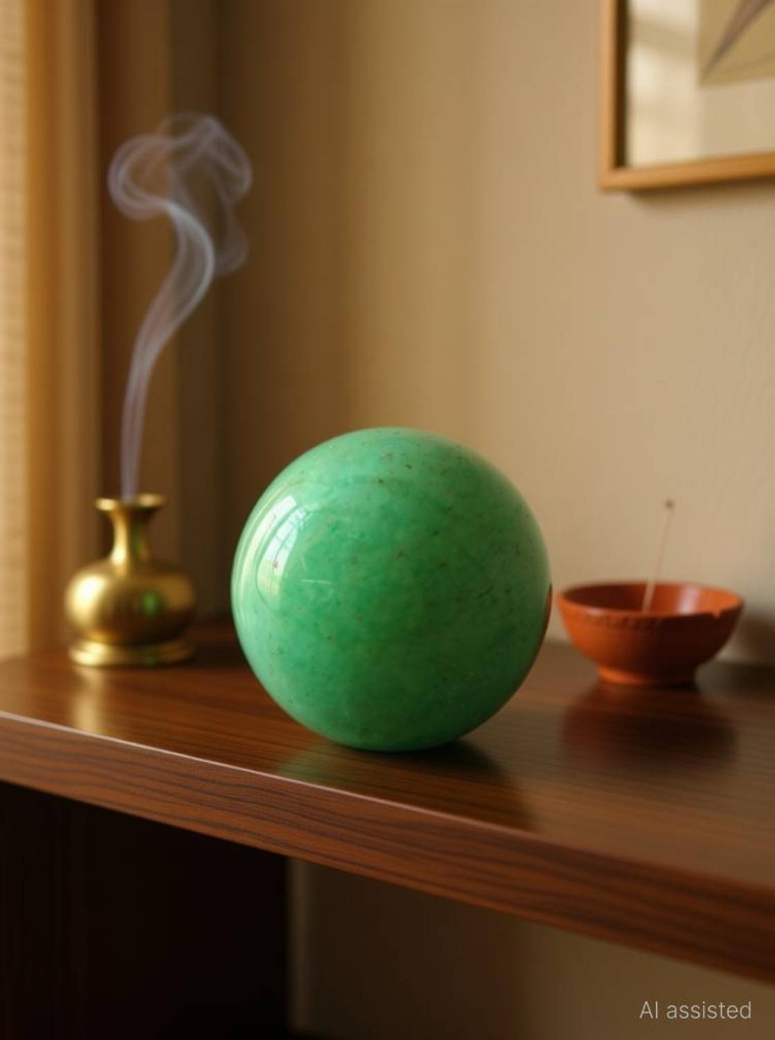 AIR9999 Green Aventurine 40 mm Ball Sphere Figurine for Reiki Healing Decorative Showpiece  -  4 cm