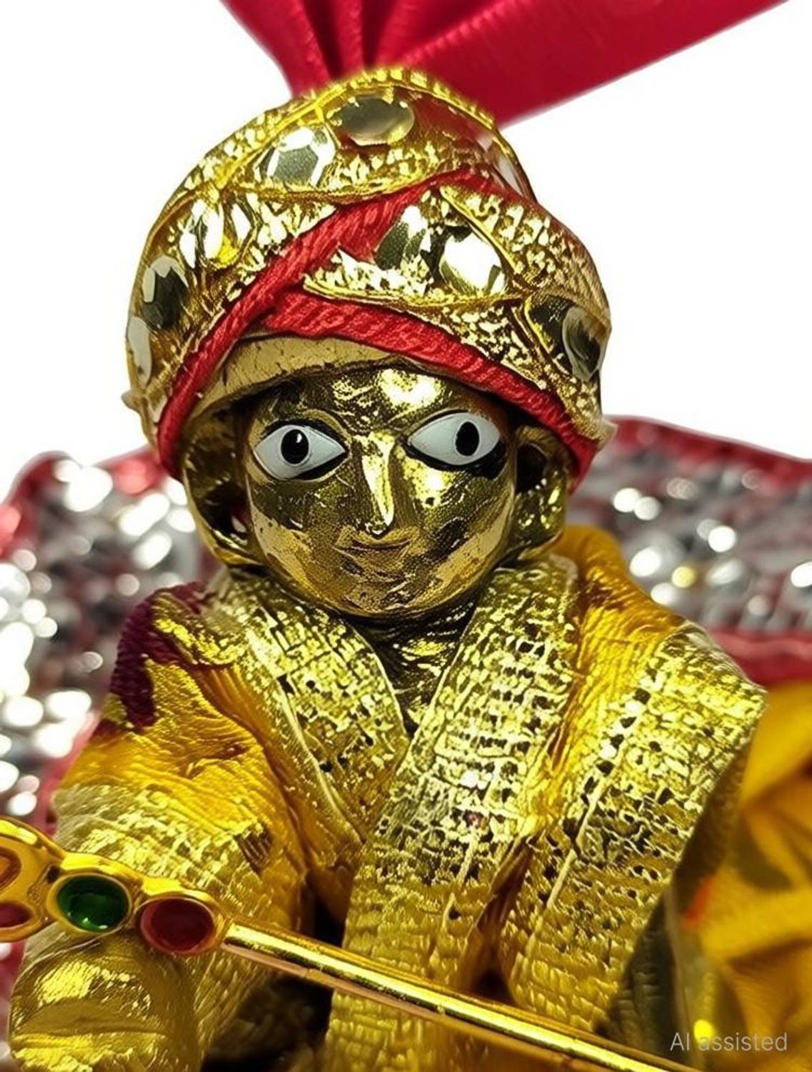 Utkarsh Brass (No.1) Baby Laddu Gopal/Kanha Ji/Kanhaiya Ji/Little Lord Krishna/Govinda/Thakur Ji/Bal Gopal Murti Statue Idol Decorative Figurine Showpiece For Traditional Ritual Puja/Pooja Wealth Prosperity Peace And Success Decorative Showpiece - 5 cm (Brass, Multicolor) Decorative Showpiece - 5 cm