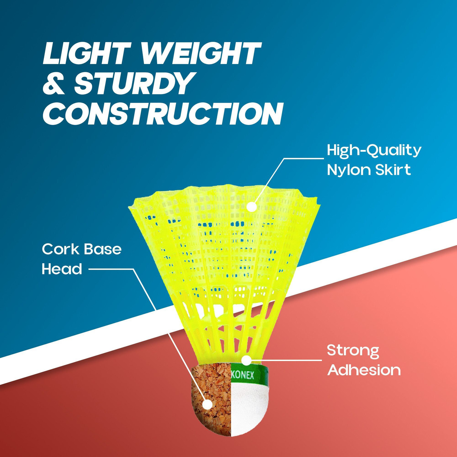 Image of Konex Stable Flight & Fast Recovery Nylon Shuttle - Yellow