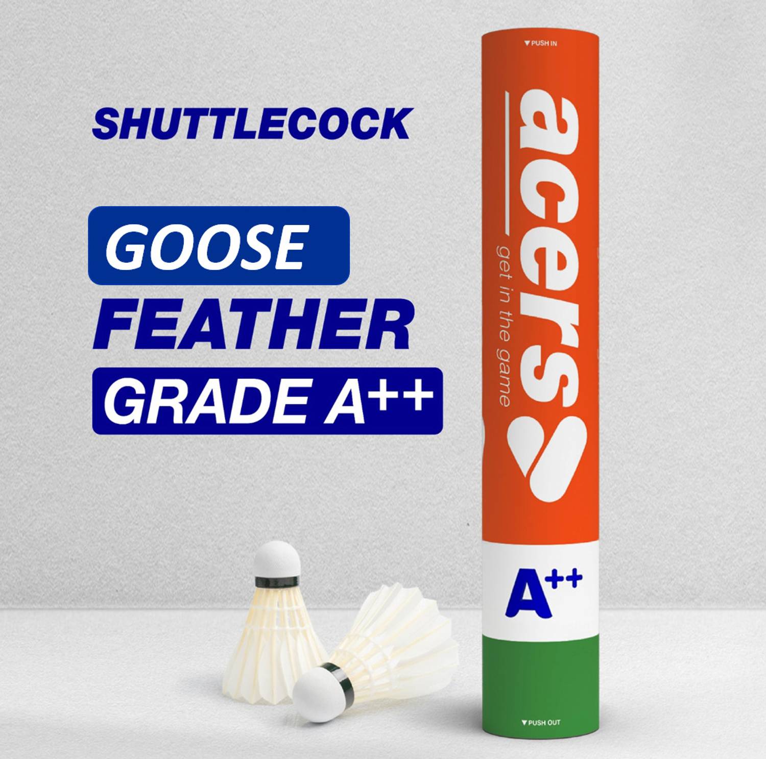 acers GRADE A++ GOOSE FEATHER SHUTTLECOCK Feather Shuttle - White