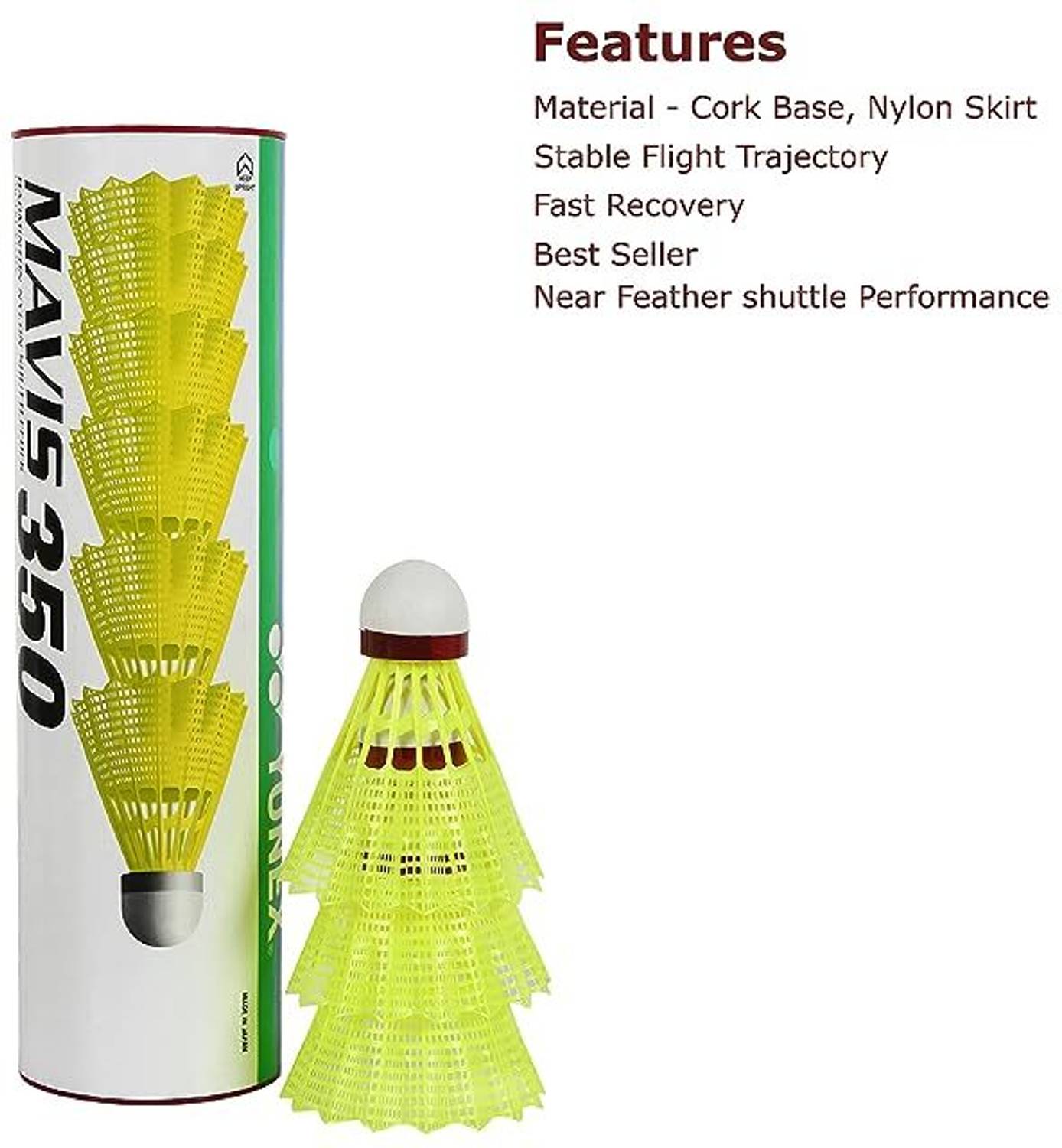 YONEX Mavis 350 Red Nylon Shuttle - Image 2