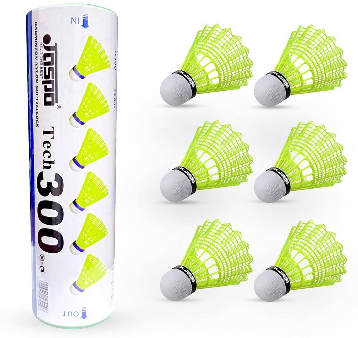 Jaspo Tech-300 Nylon Badminton Shuttlecocks High-Speed & Durabl