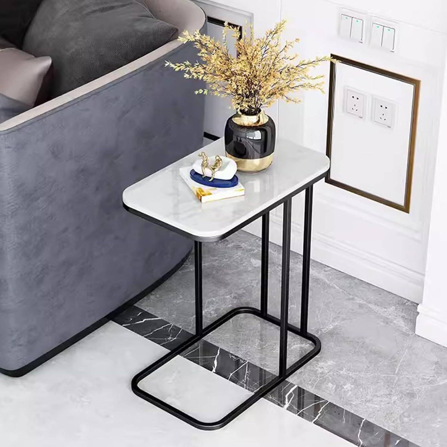 Aaliya mart C-Shape Sofa Side Table ,Compact Coffee/Bedside/Laptop Table for Living Room Engineered Wood Side Table