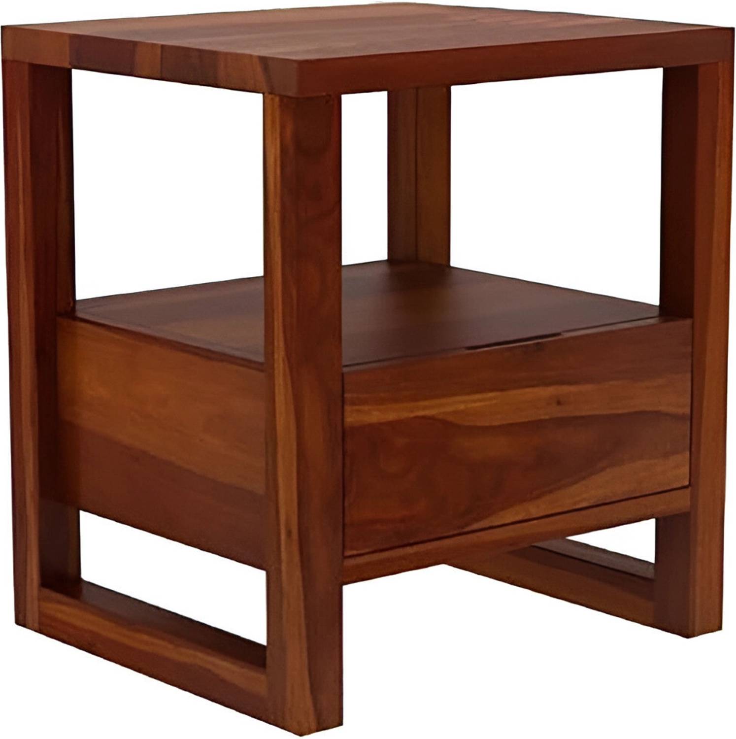 HUDDA Solid Wood Bedside Table (Finish Color - Teak, Pre-assemble