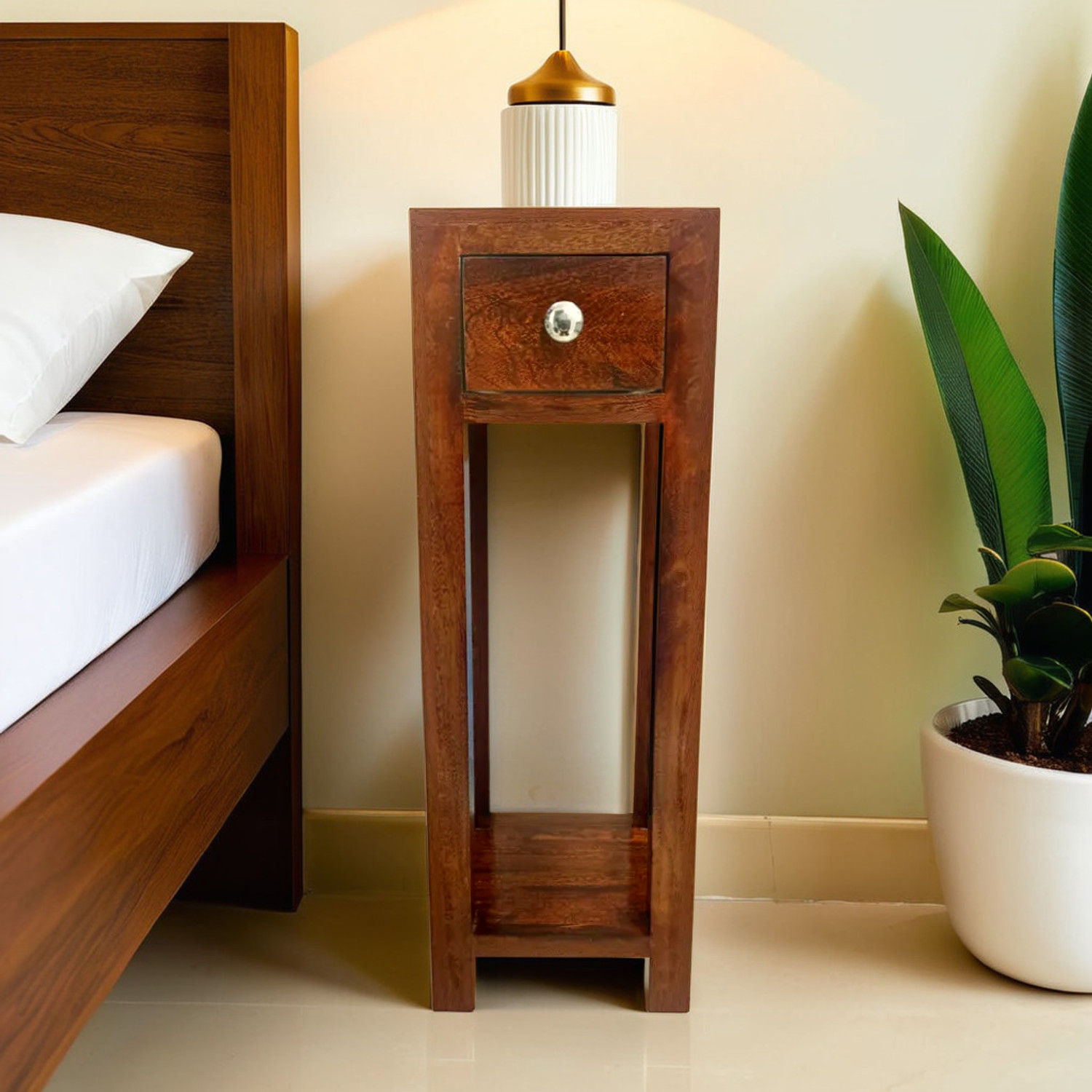 Image of UNITEK FURNITURE Sheesham ( Rosewood) Drawer Storage For Living Room Solid Wood Bedside Table