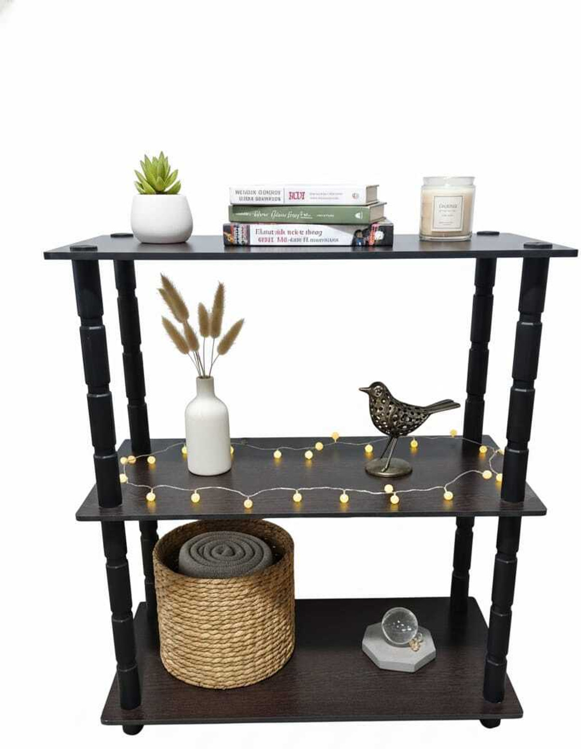 Image of APGgroup 3-Tier Wooden Shelf Unit | Wenge Finish Engineered Wood Side Table