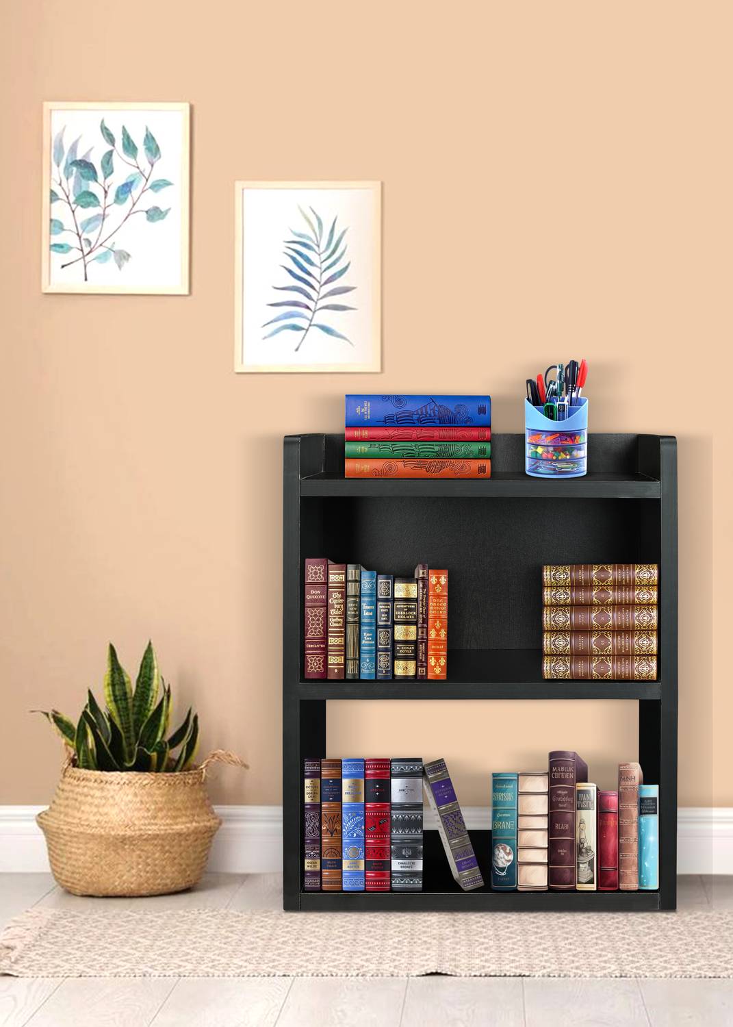 Crownista Wooden Side Table, 3-Shelf Wall Shelf, Cream - Image 5