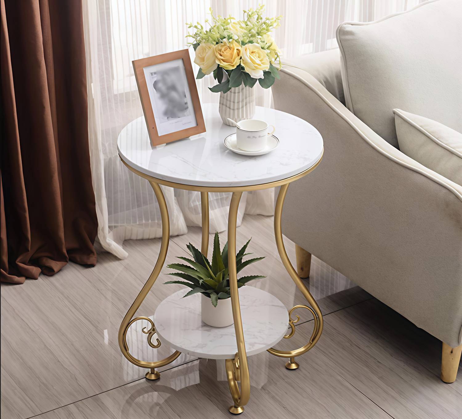 CRAFTIQUE HUB Metal Side Table (Finish Color - GOLD, DIY(Do-It-Yo