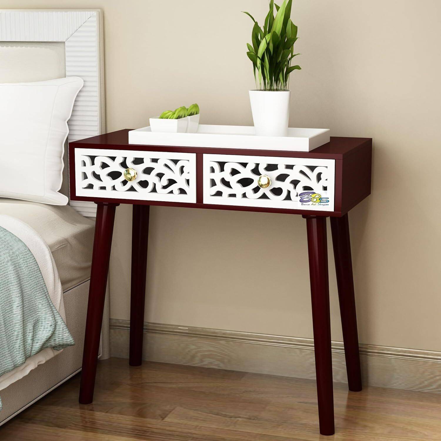 Device Bas with BROWN ART SHOPPEE End Table, Drawer for Bedroom,S
