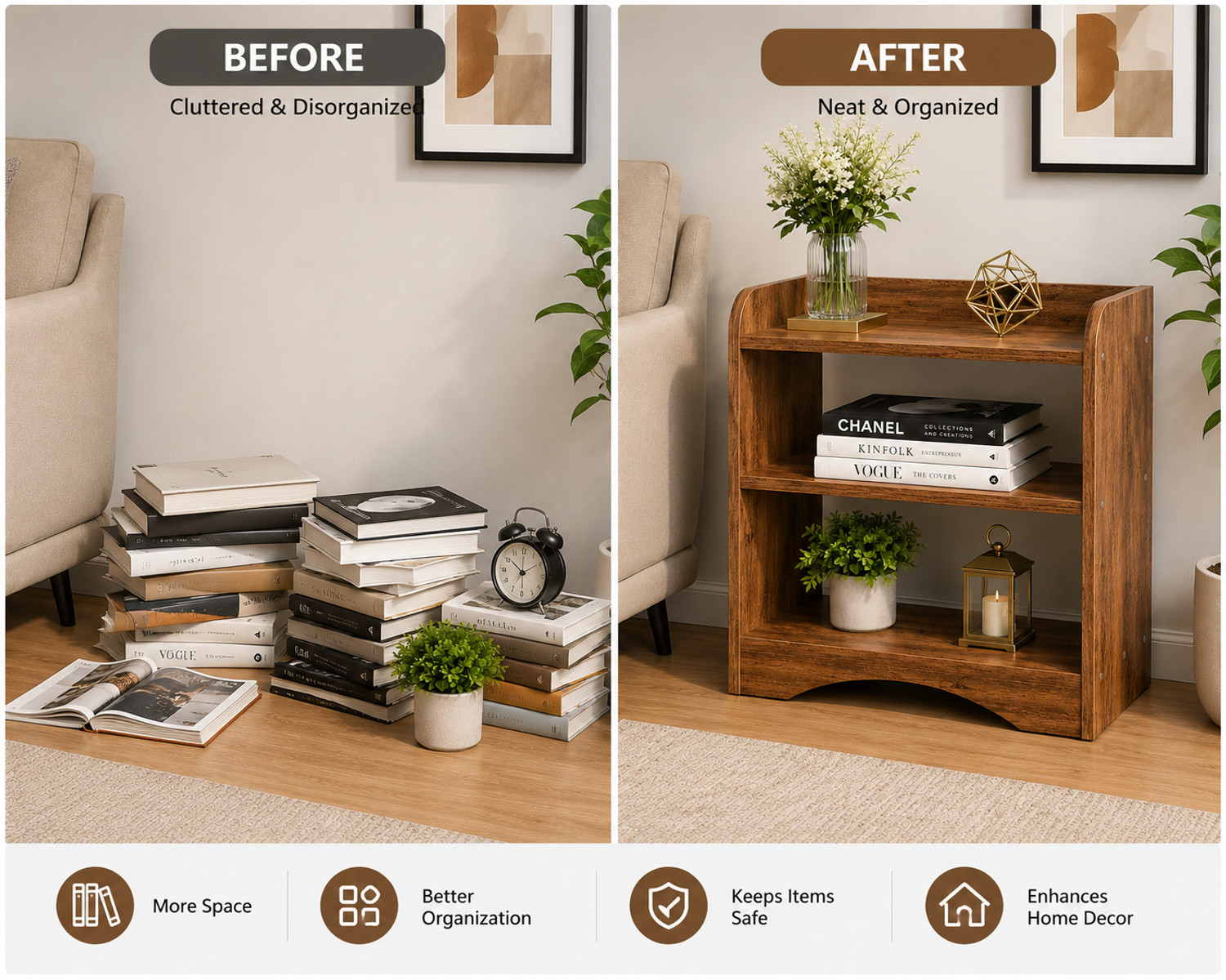 Image of MULTY BUY Solid Wood Bedside Table Solid Wood Bedside Table