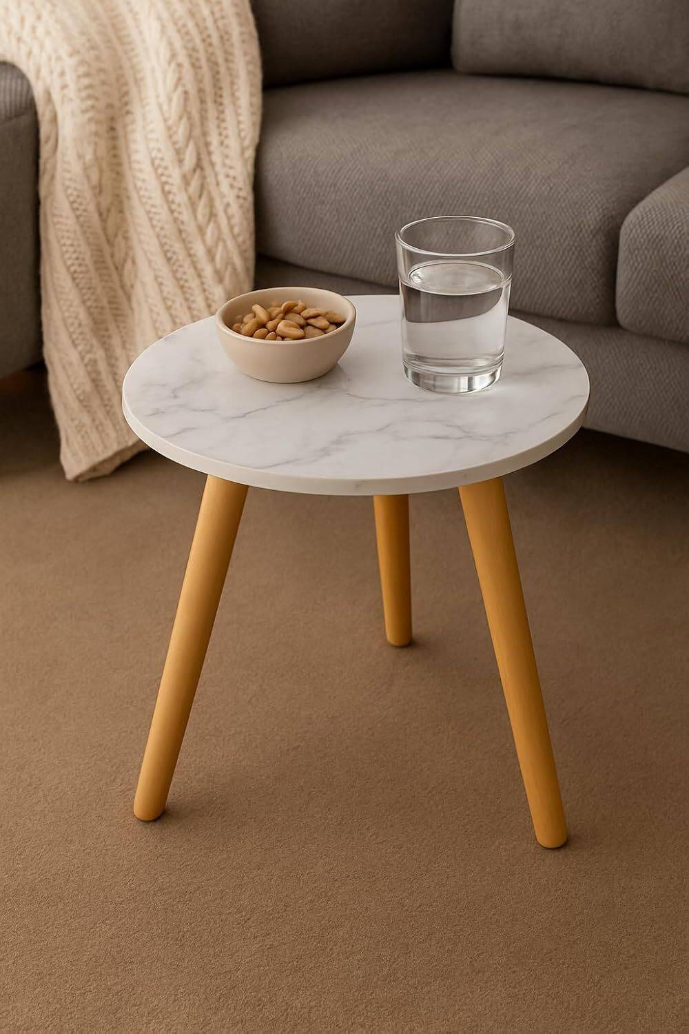 etiquette art Round Side Table, Small End Table for Living Room,