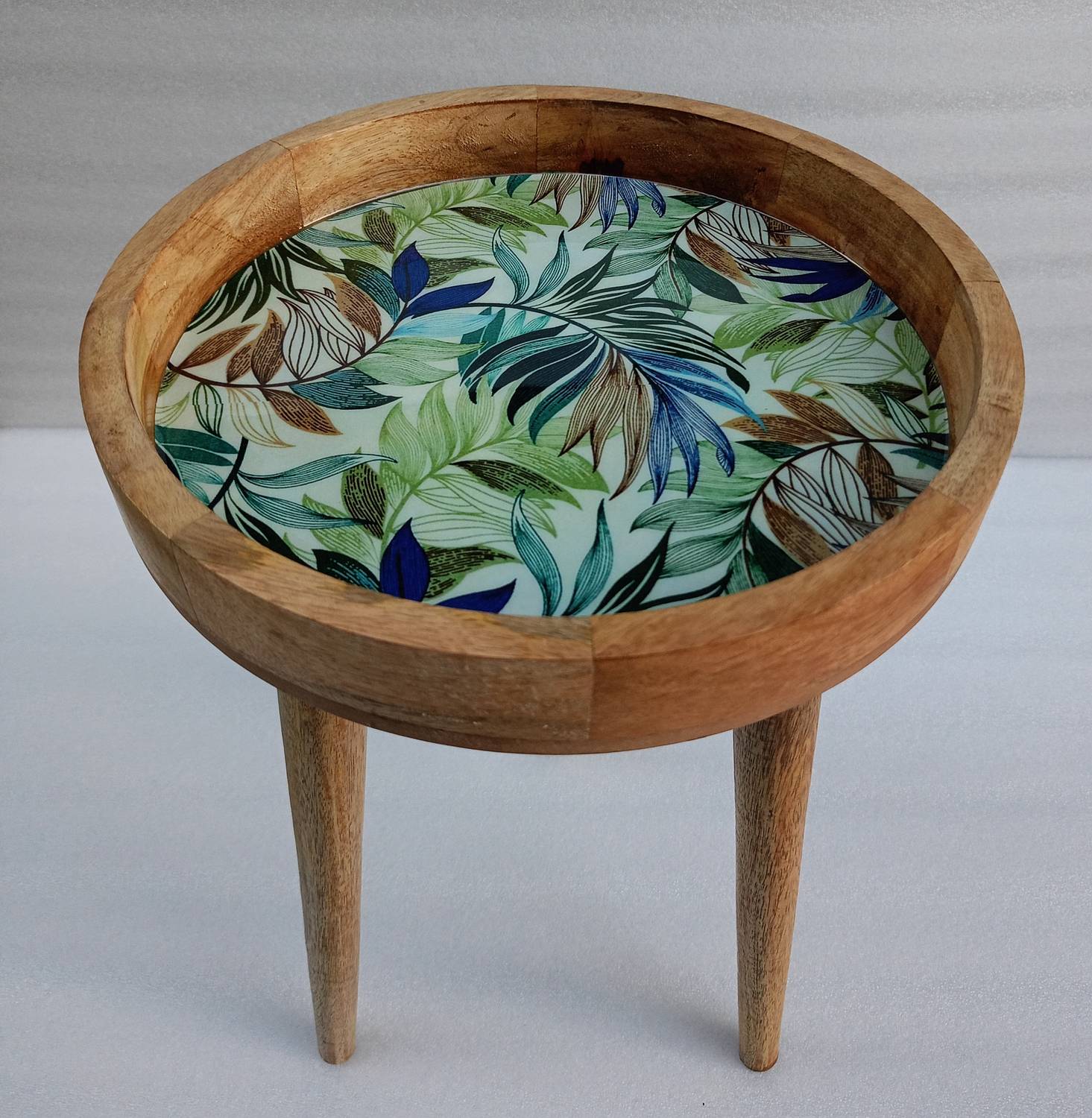 OnlineCraft Solid Wood Side Table (Finish Color - green, DIY(Do-I